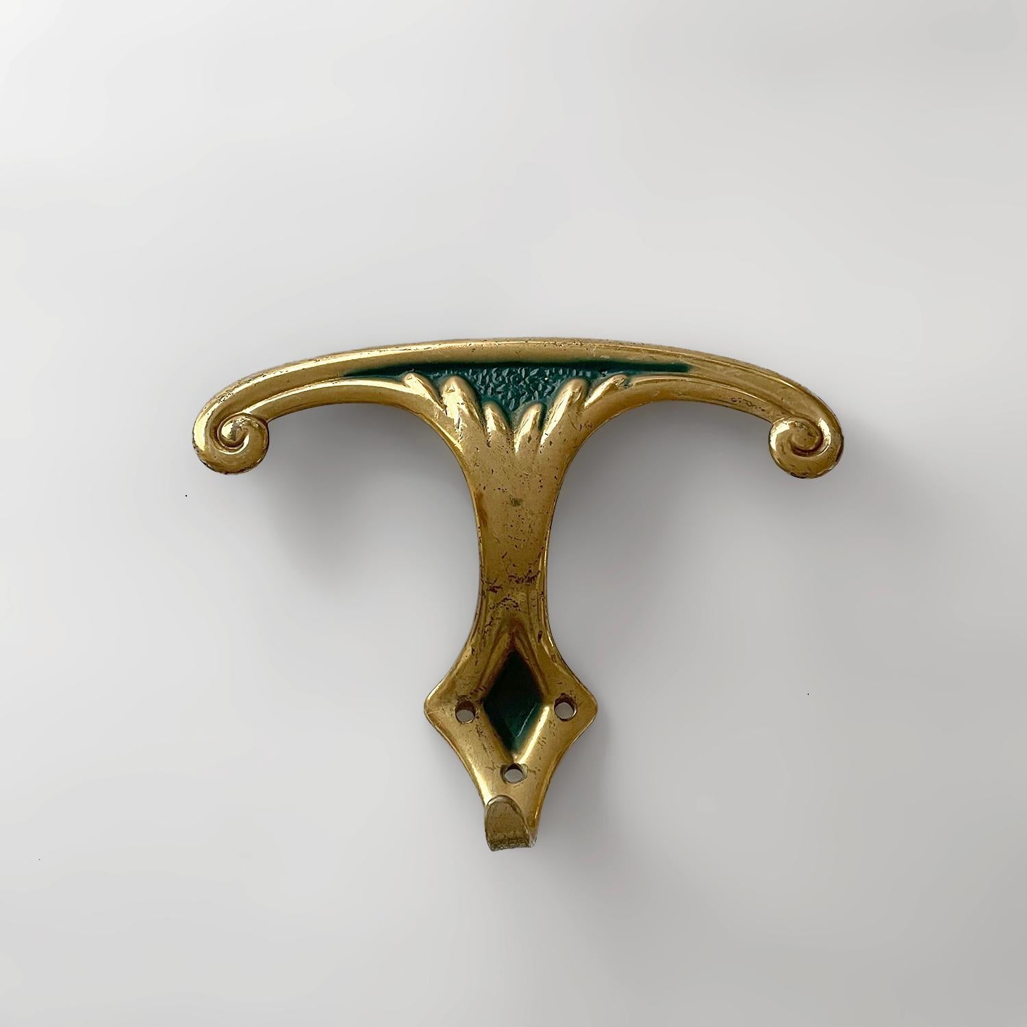 Italian Aged Brass Wall Hooks - 3 available  For Sale 3