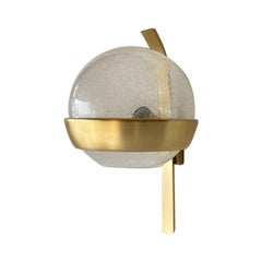 Lámpara individual italiana de vidrio con burbujas de aire y metal dorado, años 60, Italia