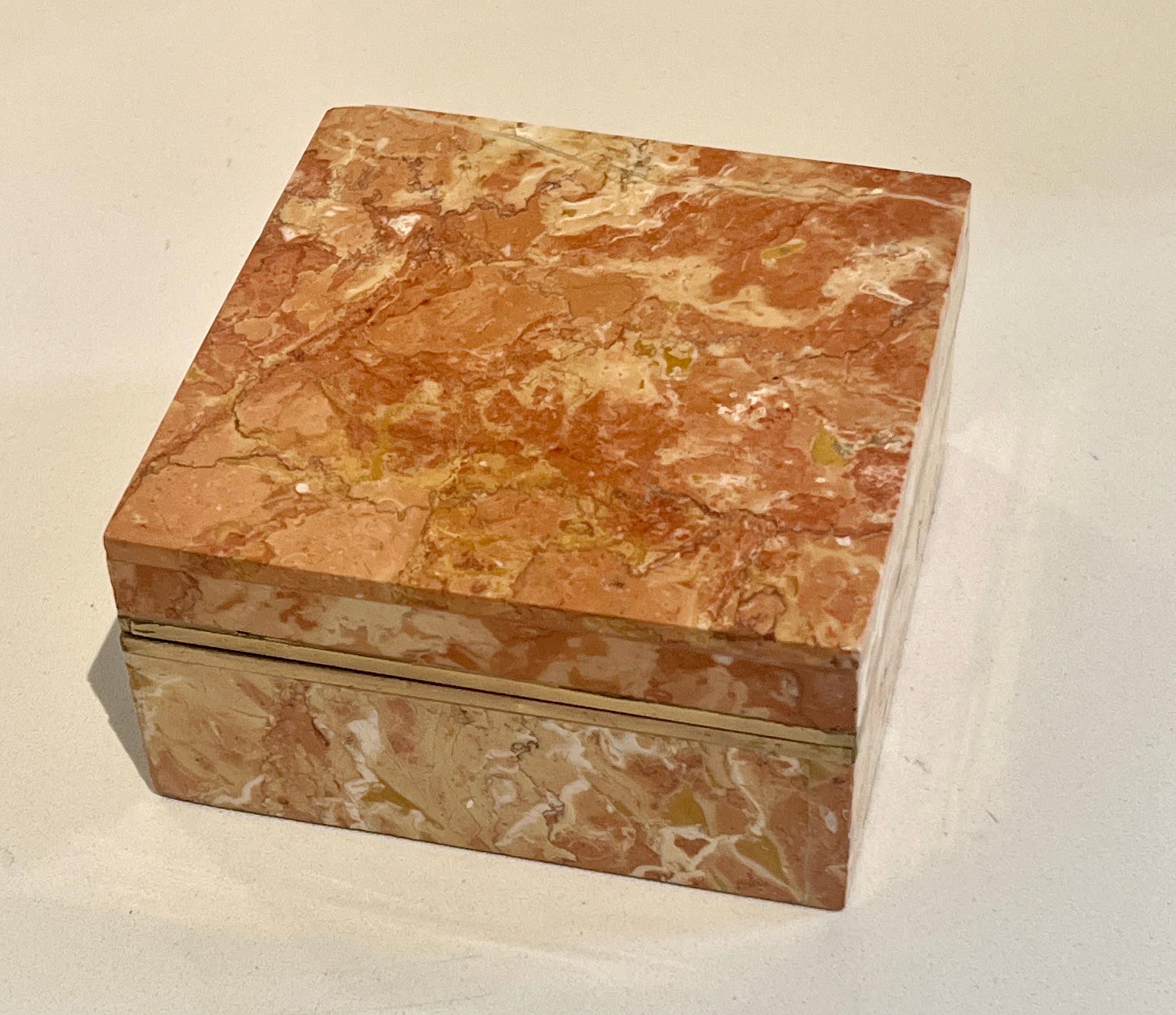 Mid-Century Modern Italian Alabaster 4 Inch Velvet Lined Box  For Sale