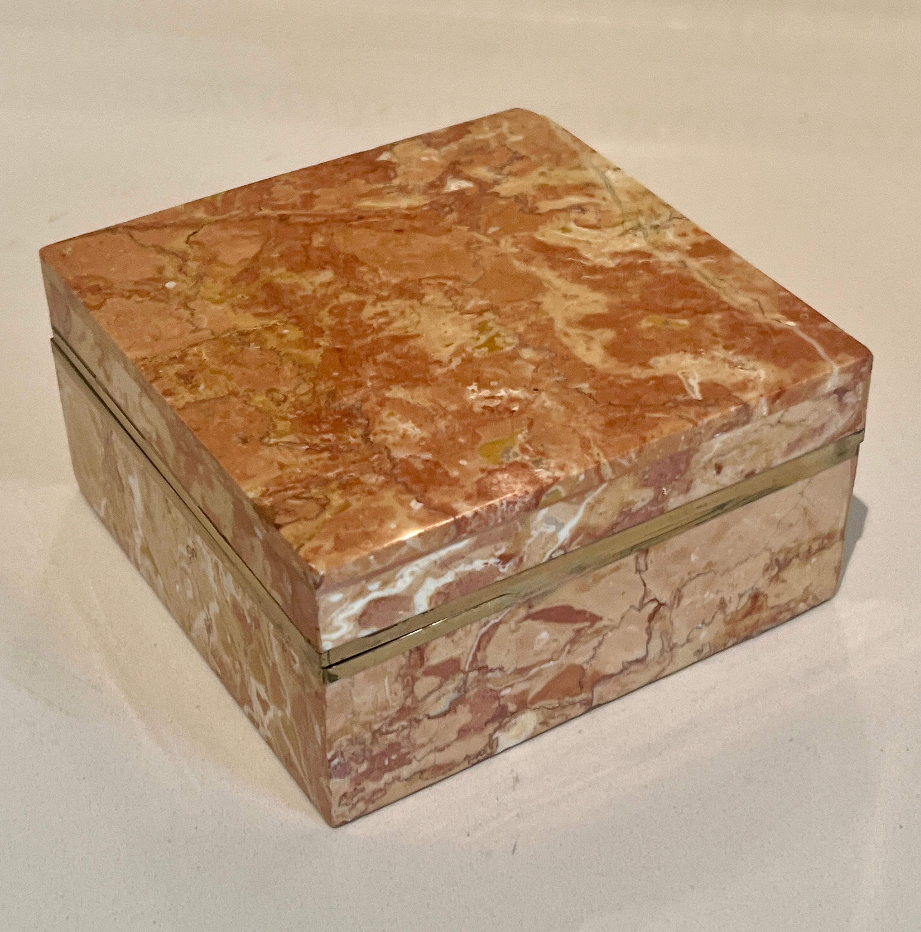 20th Century Italian Alabaster 4 Inch Velvet Lined Box  For Sale