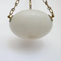 Italian Alabaster and Brass Hanging Ceiling Lamp, 1940s