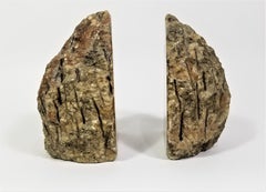 Italian Alabaster Bookends Hand Carved Mid Century Made in Italy