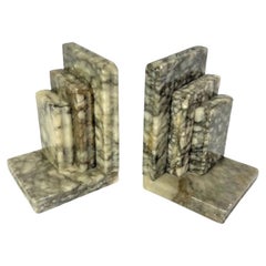 Italian Alabaster Art Deco Bookends Made in Italy Mid Century