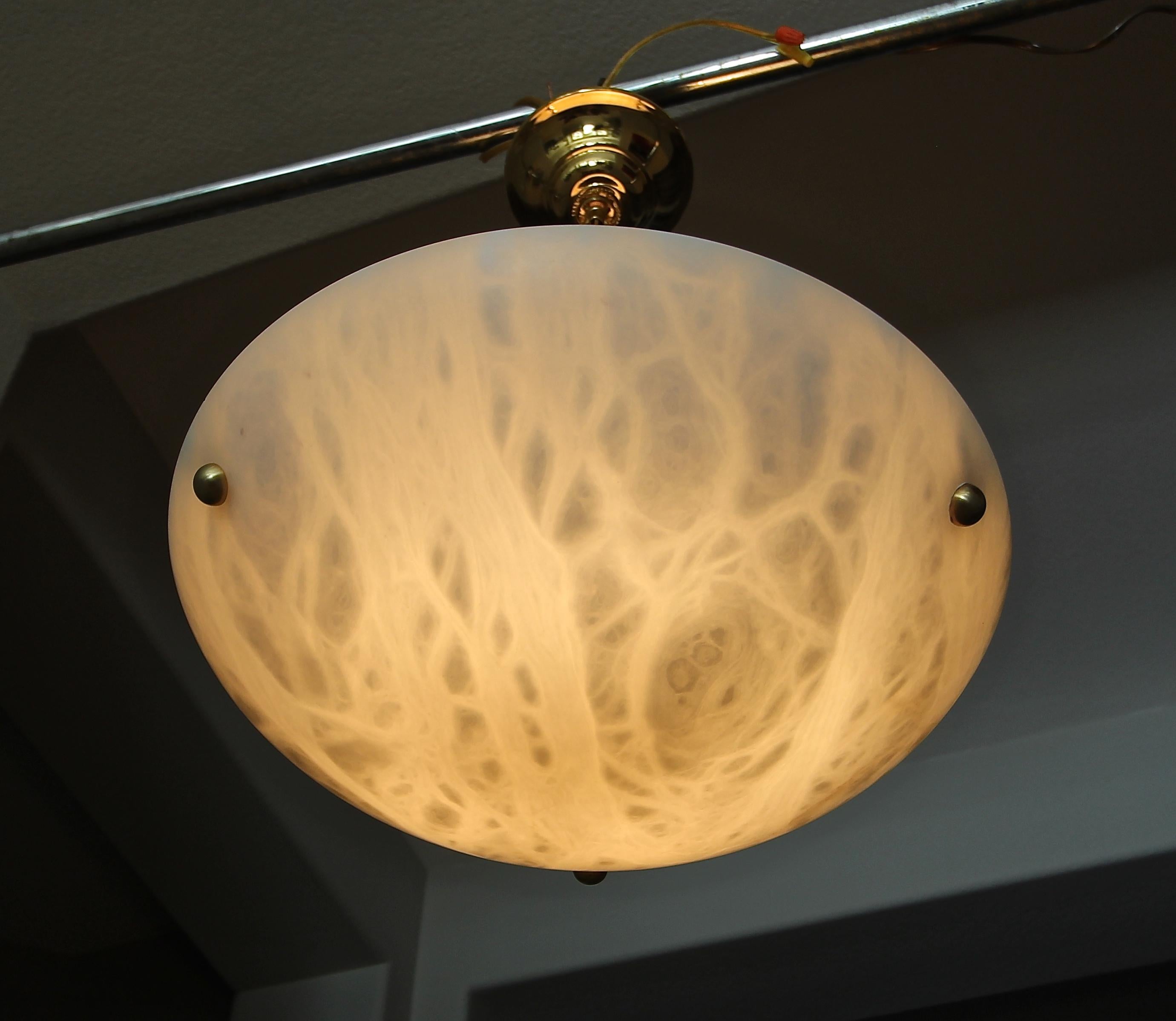 Italian Alabaster Brass Chandelier Pendant Ceiling Light 4