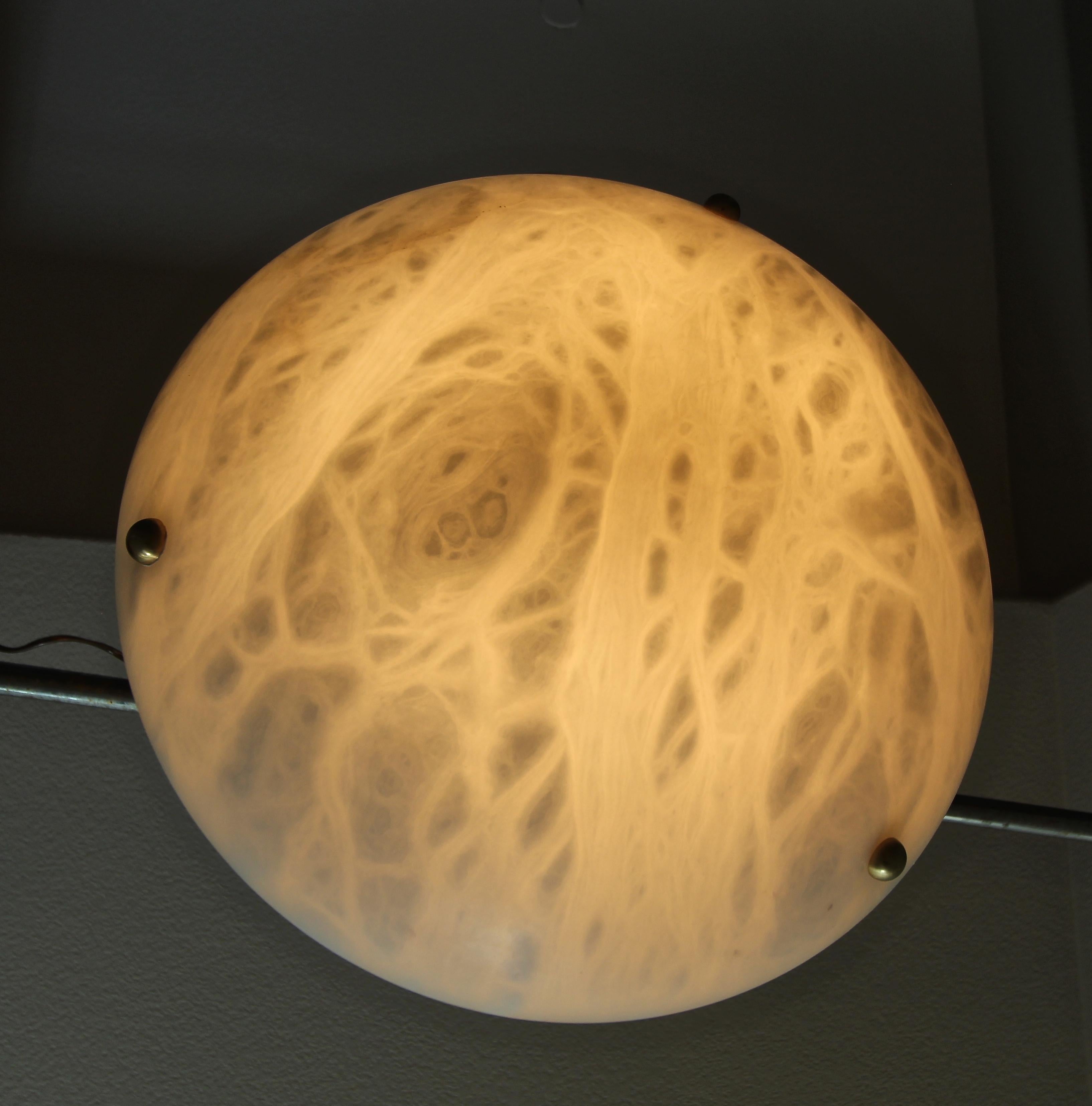Italian Alabaster Brass Chandelier Pendant Ceiling Light 5