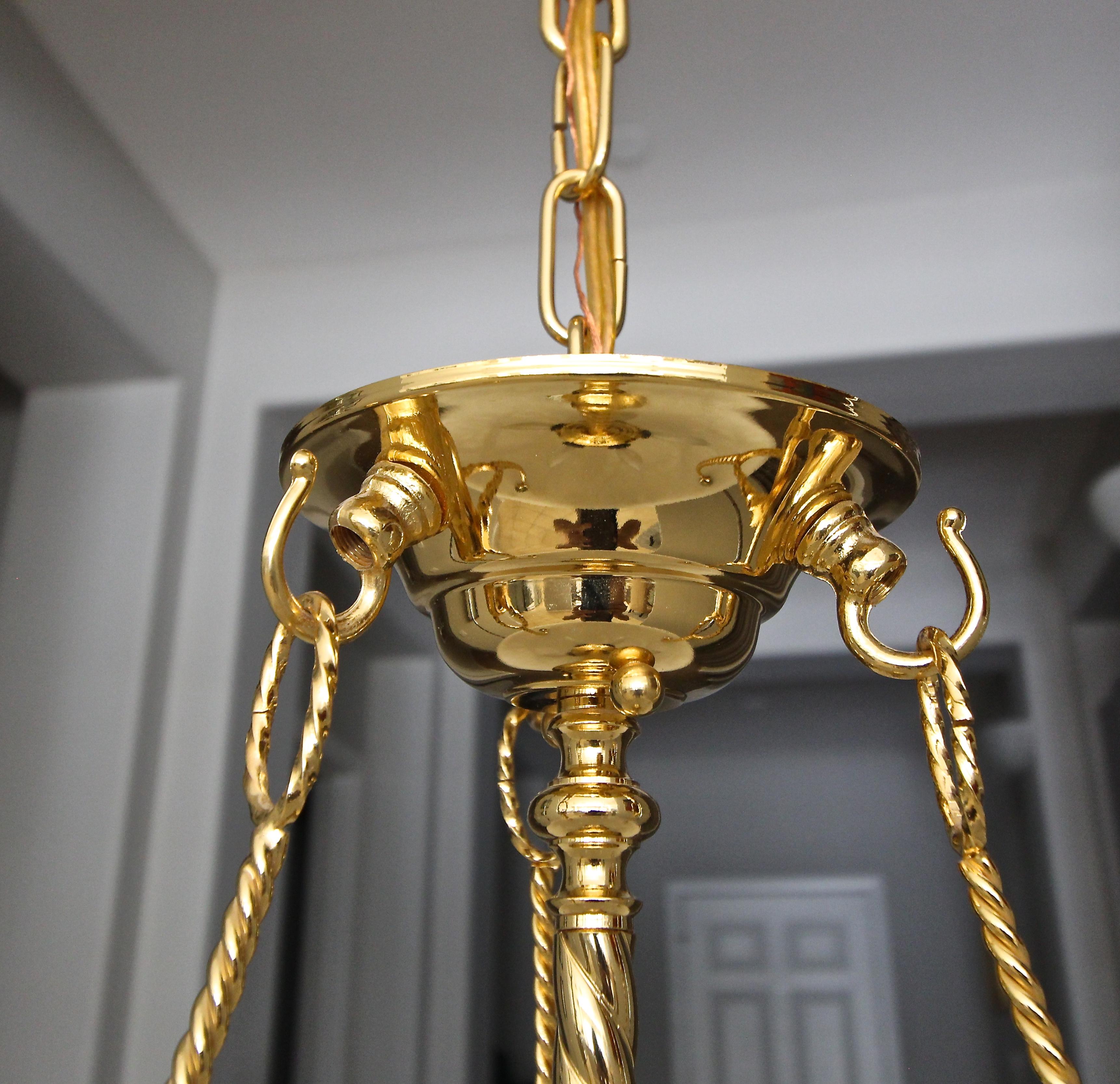 Italian Alabaster Brass Chandelier Pendant Ceiling Light 6
