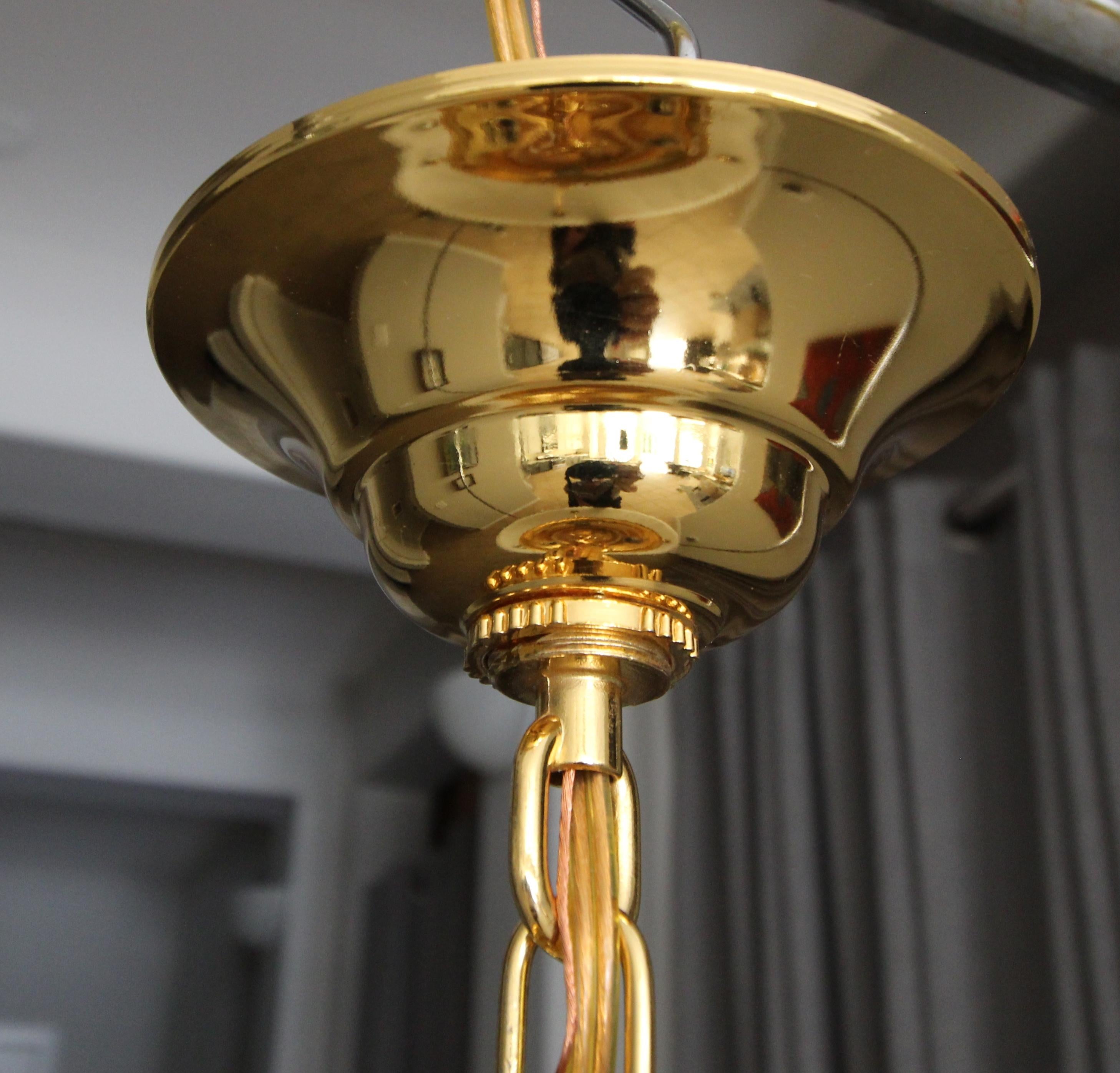 Italian Alabaster Brass Chandelier Pendant Ceiling Light 8