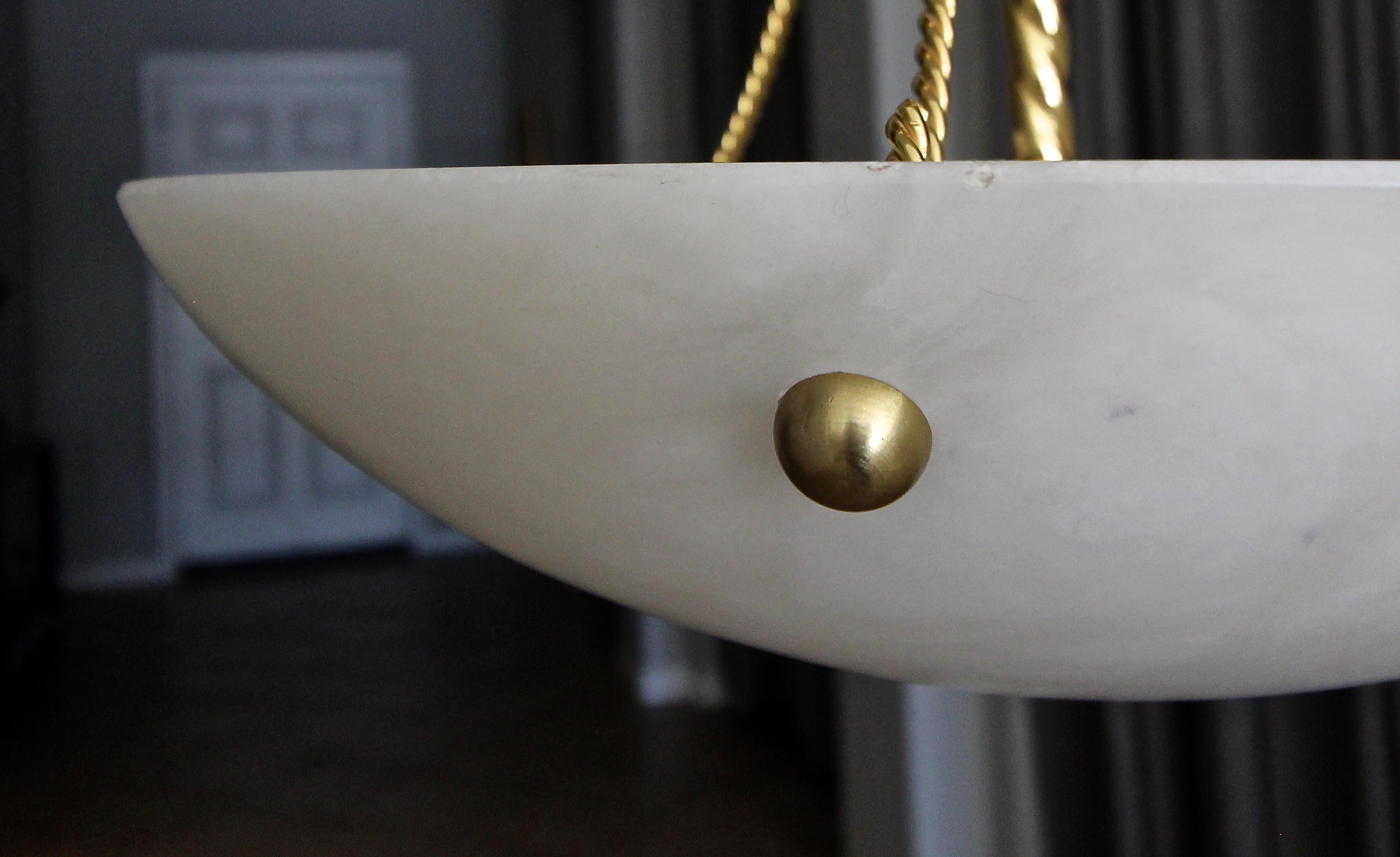 Italian Alabaster Brass Chandelier Pendant Ceiling Light 9