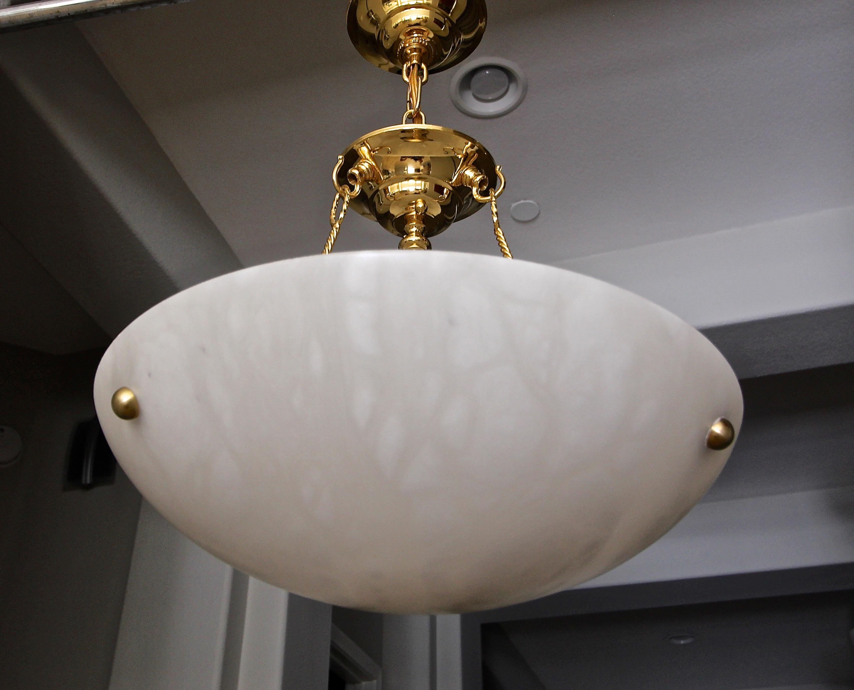 Italian Alabaster Brass Chandelier Pendant Ceiling Light 11