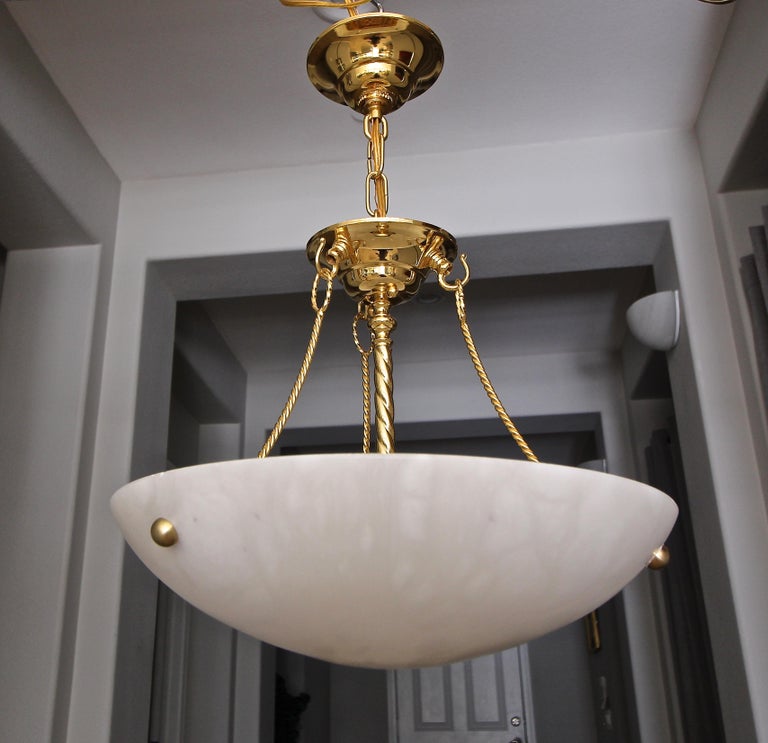Italian Alabaster Brass Chandelier Pendant Ceiling Light For Sale at ...