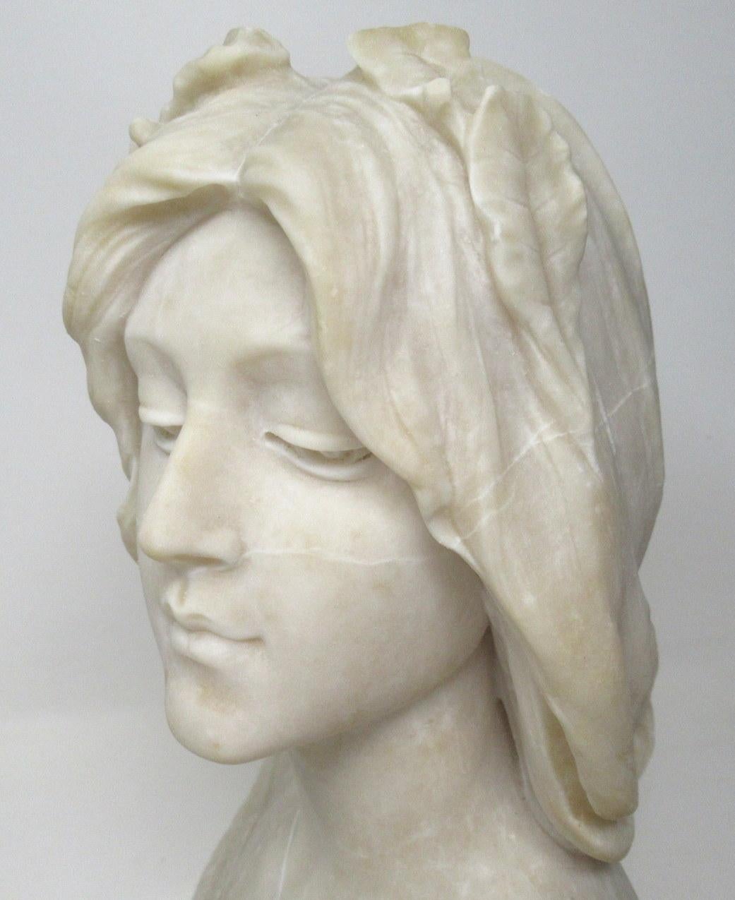 Italian Alabaster Bust Lady by Italian Emilio Fiaschi 1883-1941, 19th Century 1