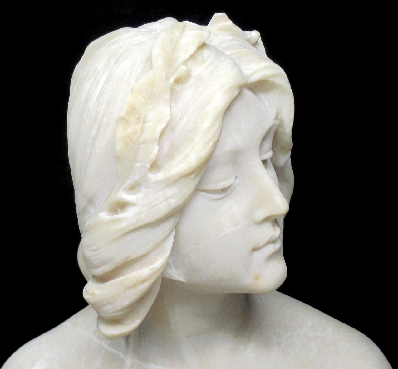 Italian Alabaster Bust Lady by Italian Emilio Fiaschi 1883-1941, 19th Century 2