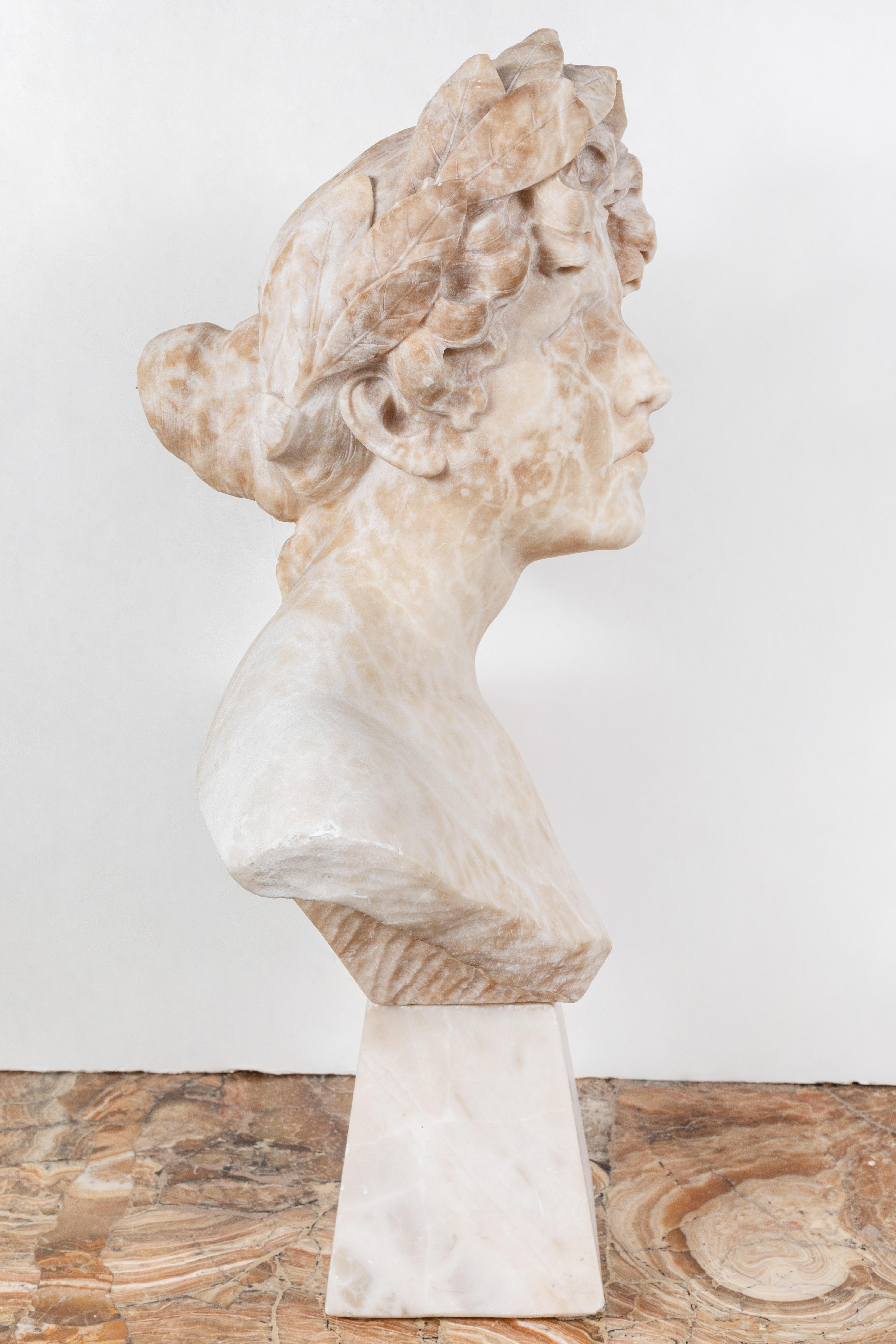 Italian Alabaster Bust of Victory In Good Condition In Newport Beach, CA
