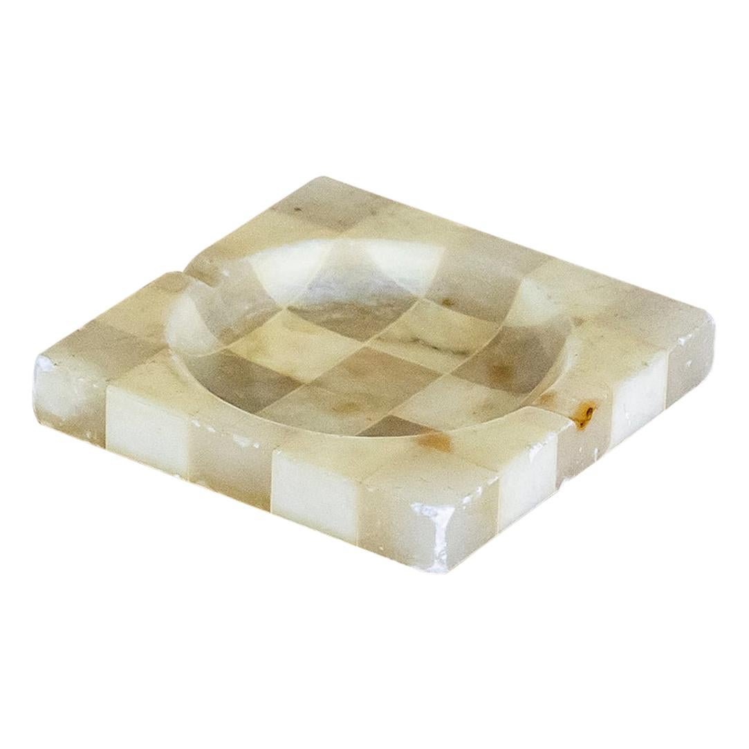 Italian Alabaster Checkered Ashtray