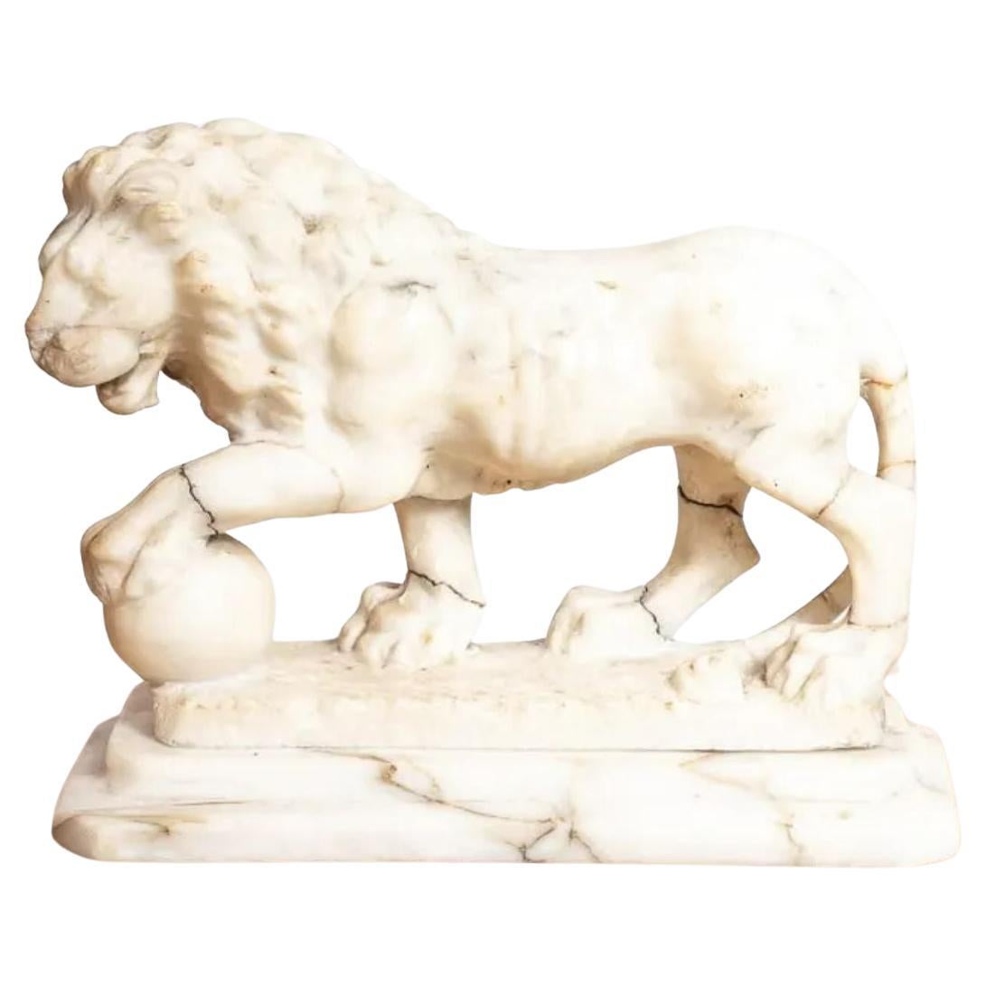 Italian Alabaster Figure of The Medici Lion, 19th Century For Sale