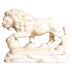 Italian Alabaster Figure of The Medici Lion, 19th Century
