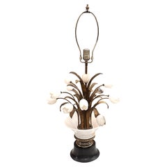 Italienische Lampe mit Blumen aus Alabaster