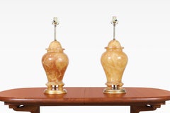 Italian Alabaster Ginger Jar Table Lamps