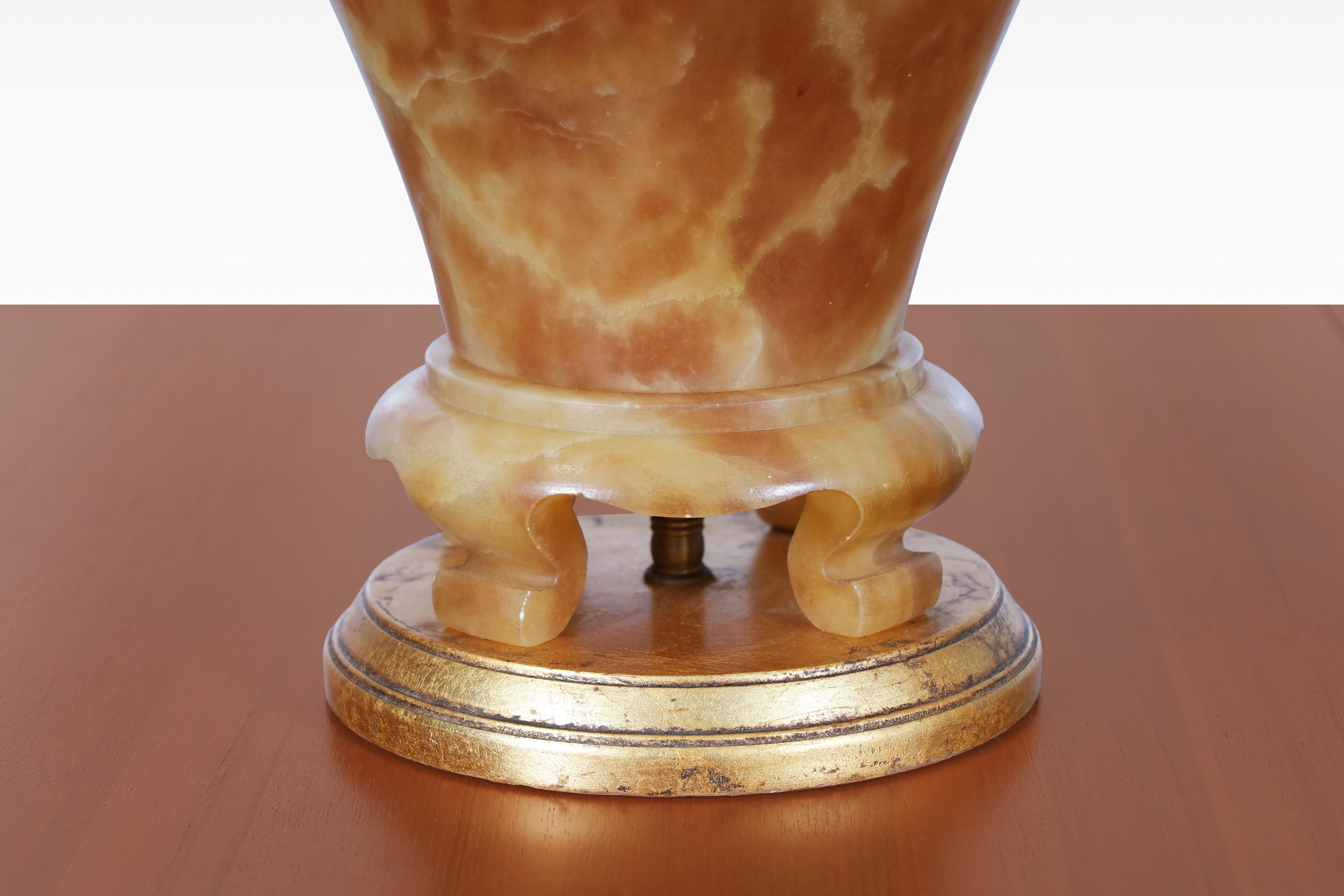 Italian Alabaster Ginger Jar Table Lamps In Good Condition For Sale In North Hollywood, CA