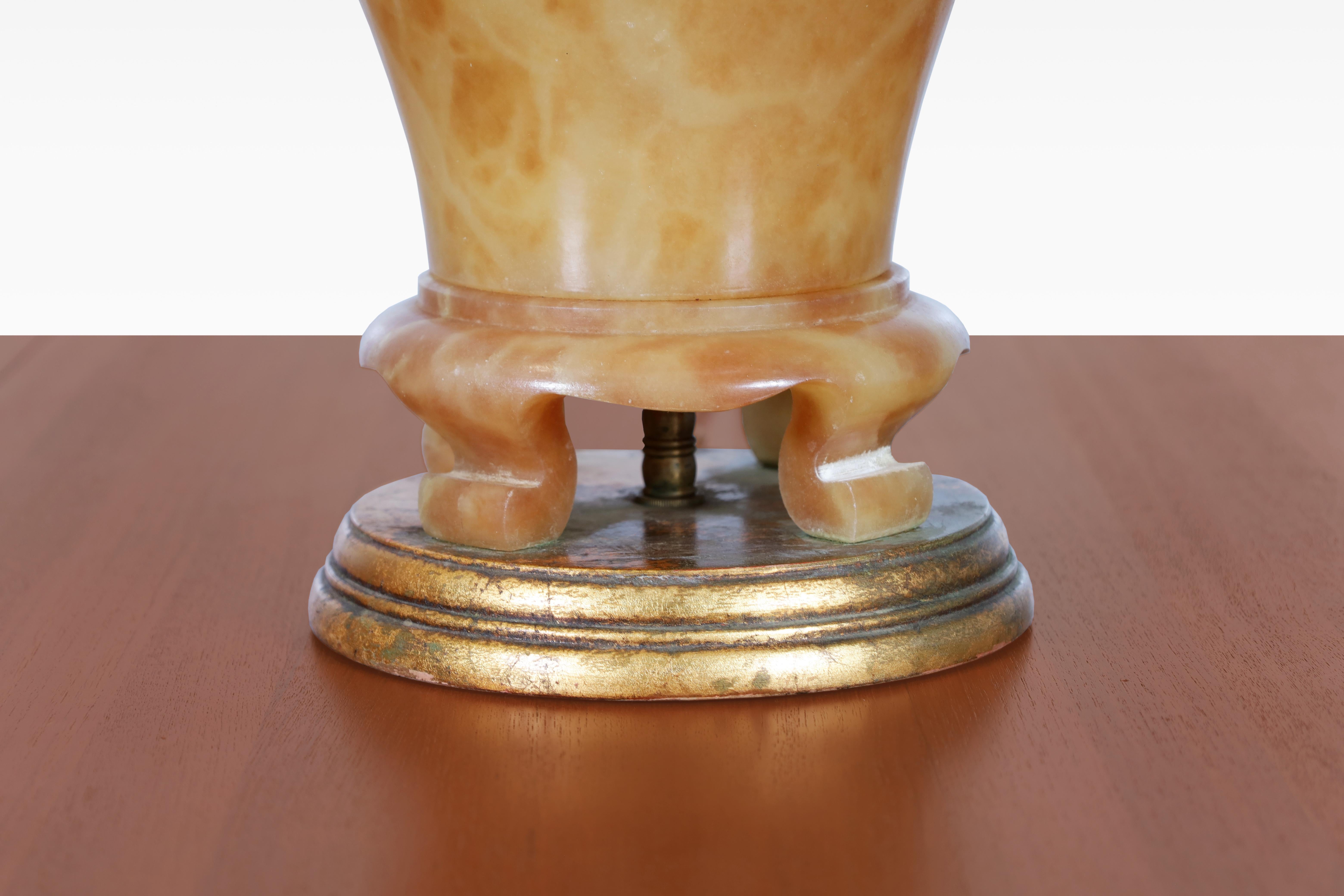 Italian Alabaster Ginger Jar Table Lamps For Sale 1