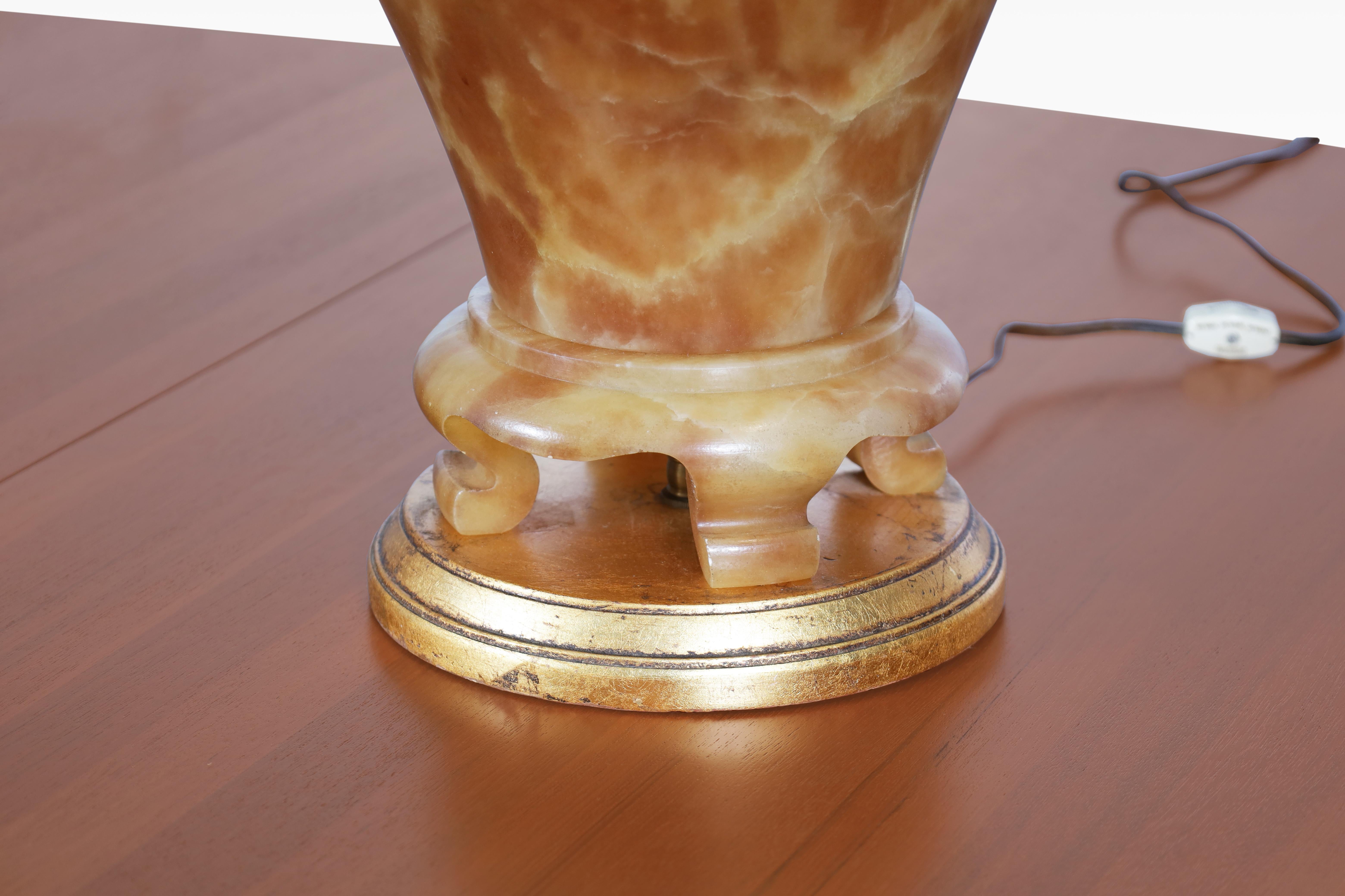 Italian Alabaster Ginger Jar Table Lamps For Sale 3