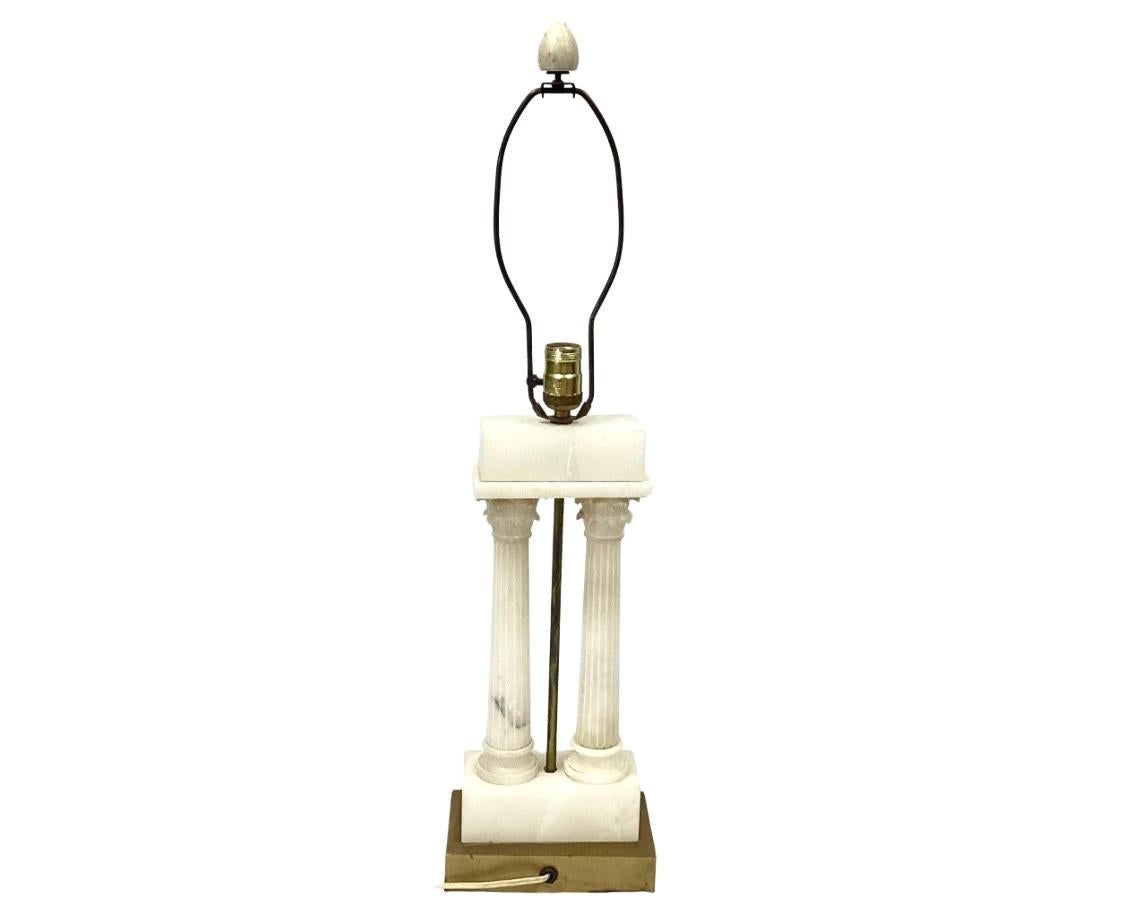 20th Century Italian Alabaster Grand Tour Style Table Lamp With Columns For Sale