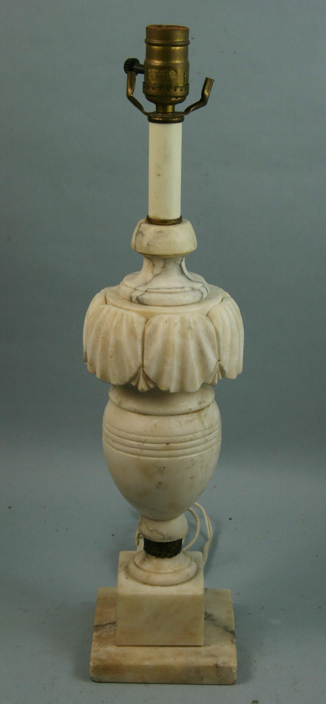3-739 Italian alabaster lamp with shell motif
Original wiring
Height top of socket 20.75