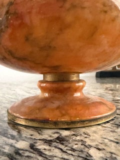 Italian Alabaster Hinged Lidded Box, 1960s Hand-Carved, Hand-Crafted, Brass Trim