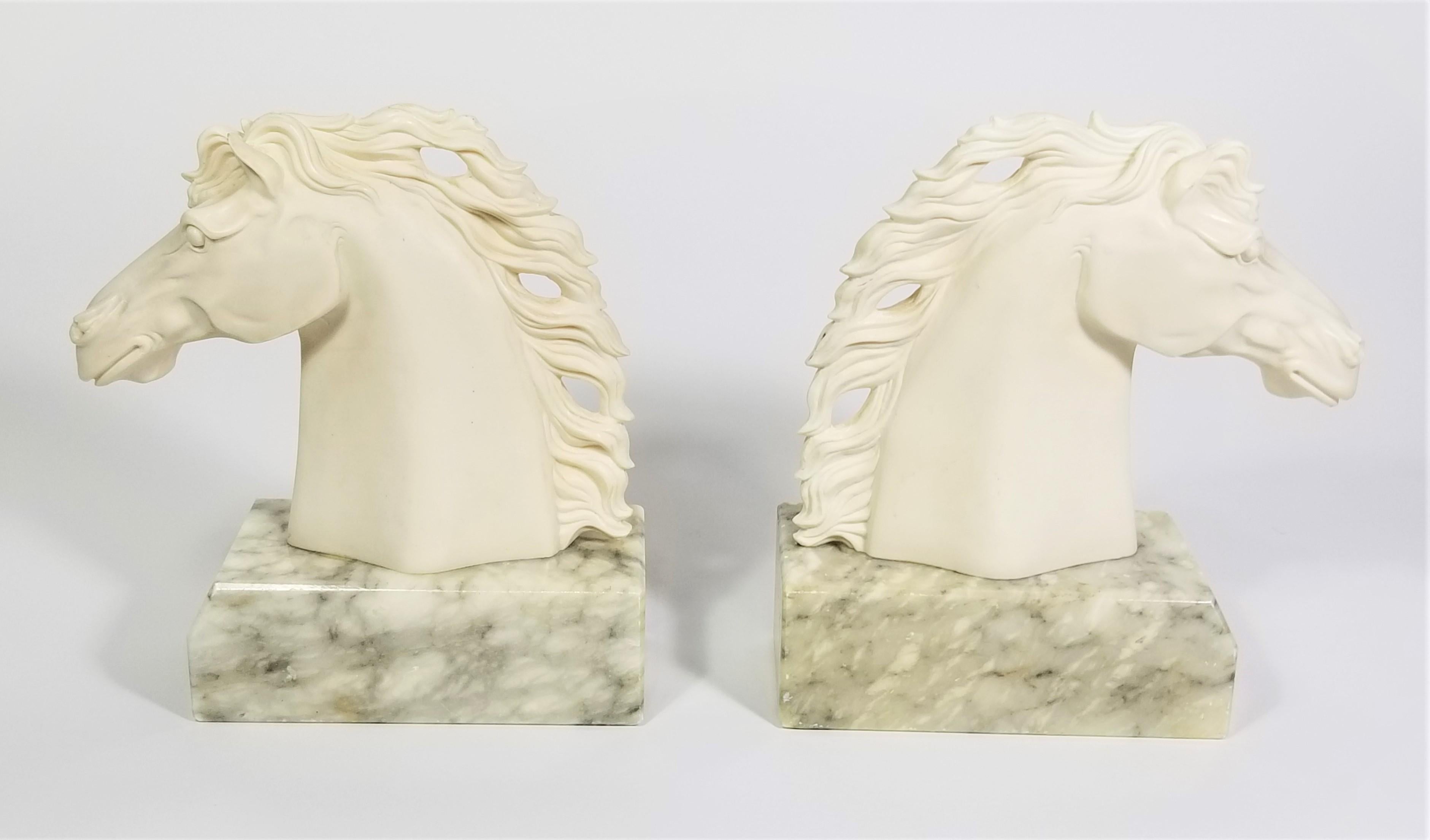 Italian Alabaster Horse Bookends, Made in Italy Mid Century 1970s For Sale 6
