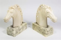 Italian Alabaster Horse Bookends, Made in Italy Mid Century 1970s