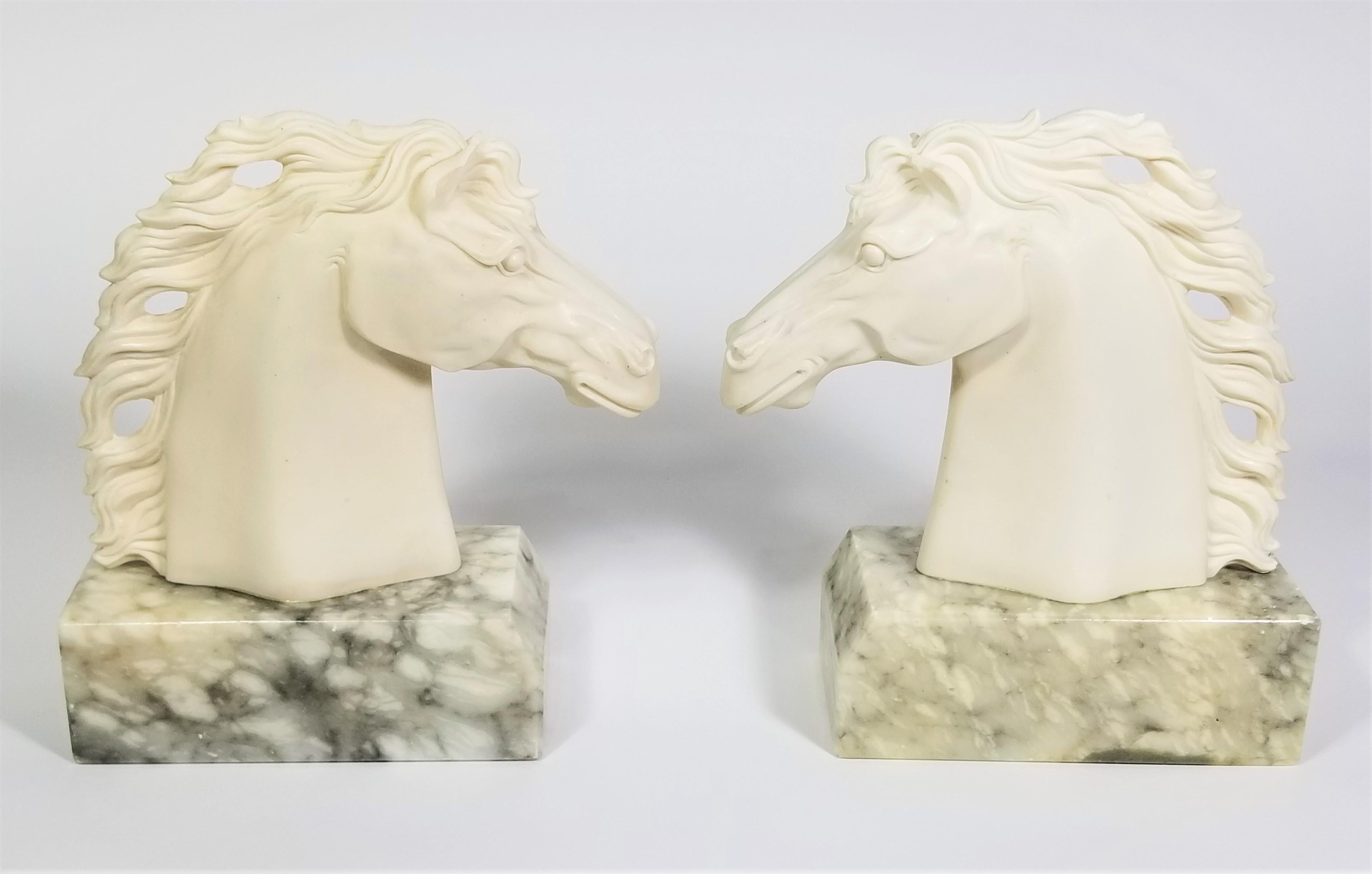 alabaster horse head bookends