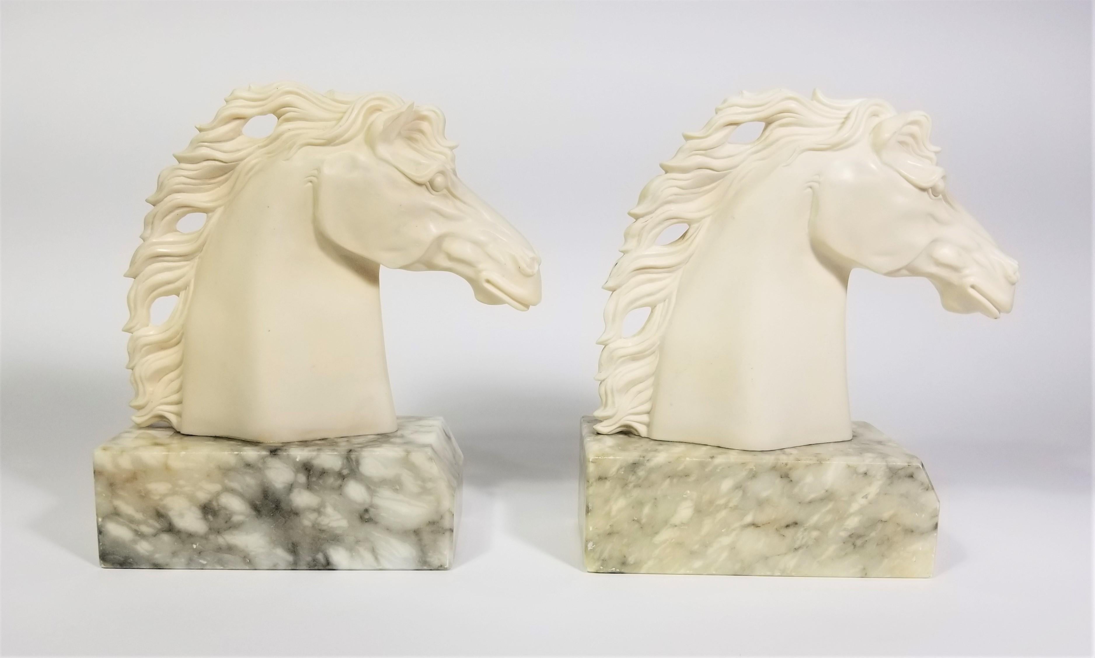 Italian Alabaster Horse Bookends, Made in Italy Mid Century 1970s For Sale 2