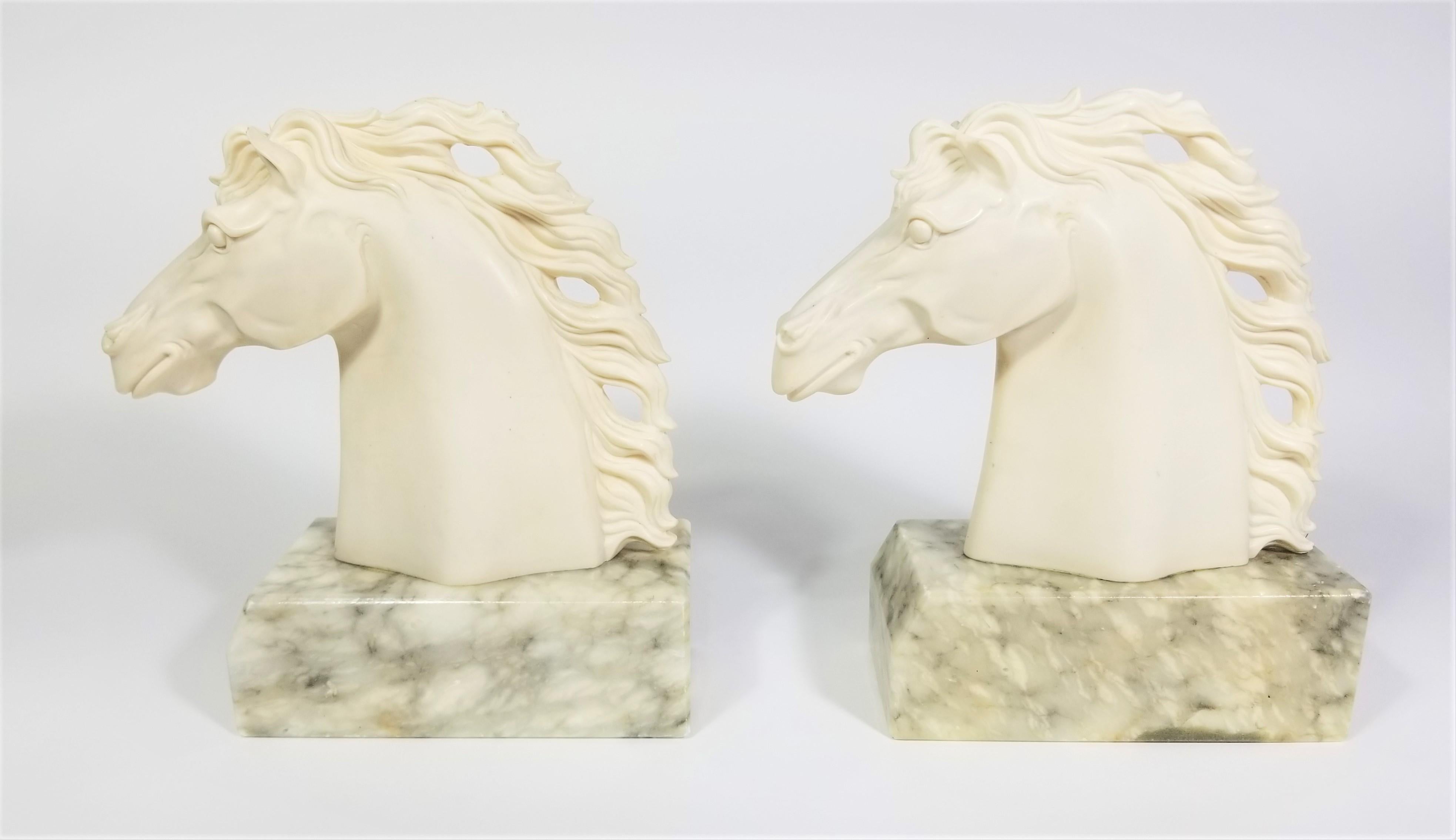 Italian Alabaster Horse Bookends, Made in Italy Mid Century 1970s For Sale 3