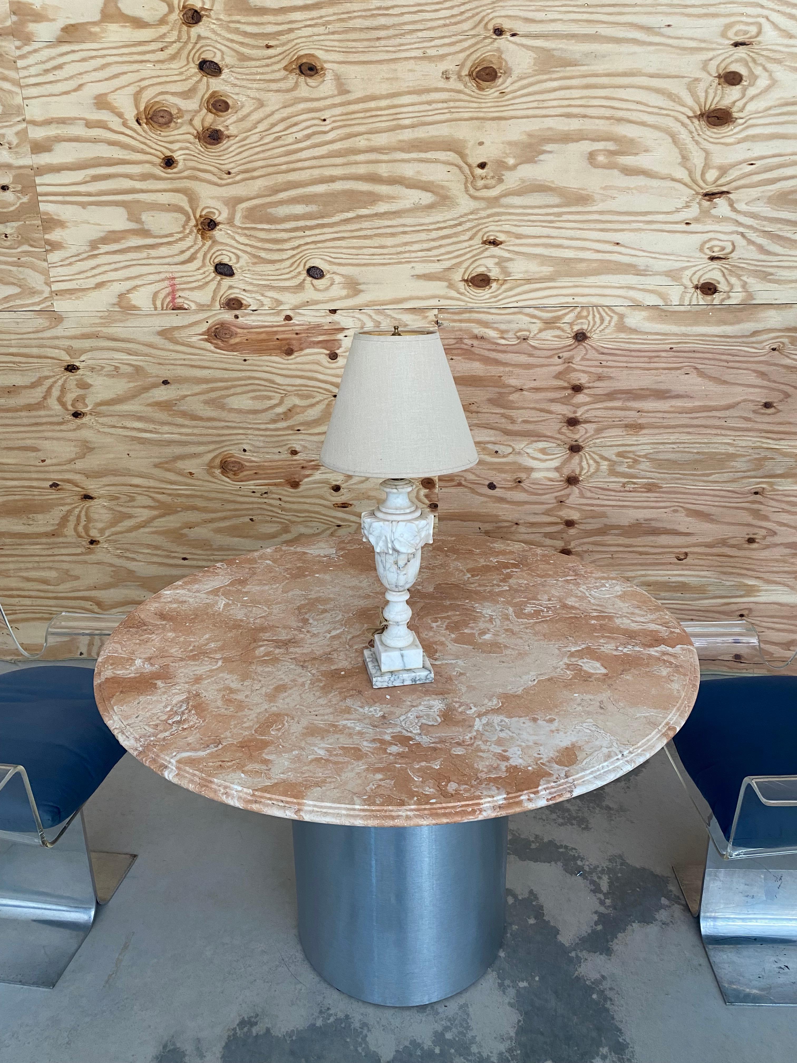 Alabaster is made from an array of materials derived from two unique minerals: calcite, which is a carbonate of calcium, and gypsum, a hydrous sulfate of calcium. It was used across ancient Egypt and Mesopotamia for small sculptures, particularly in