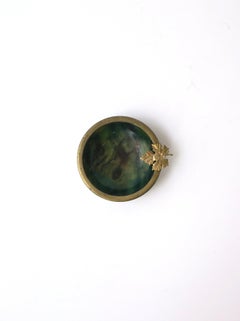 Italian Alabaster Marble and Brass Ashtray or Jewelry Dish, Mid-20th Century