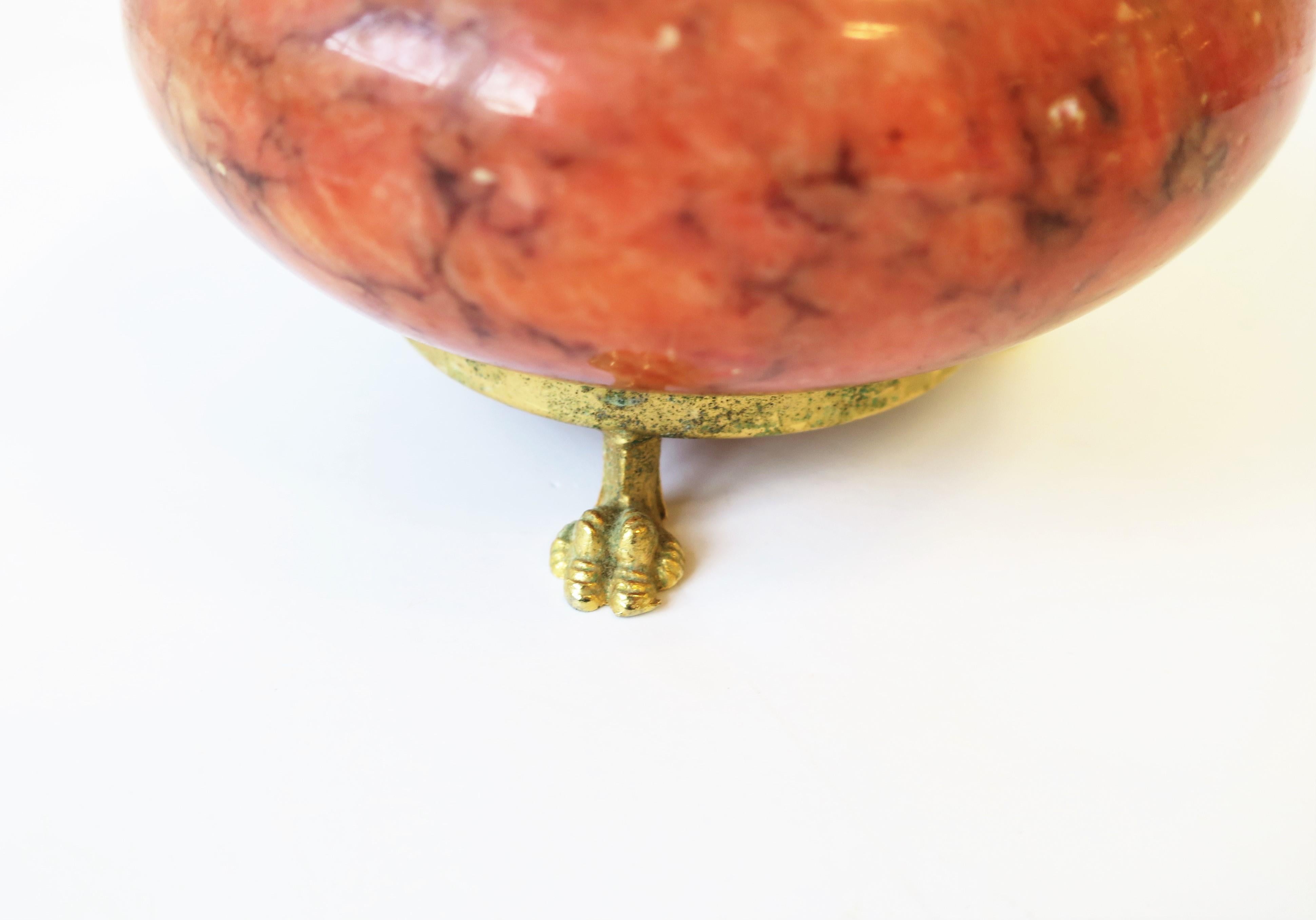 Italian Alabaster Marble and Brass Round Jewelry Box 6