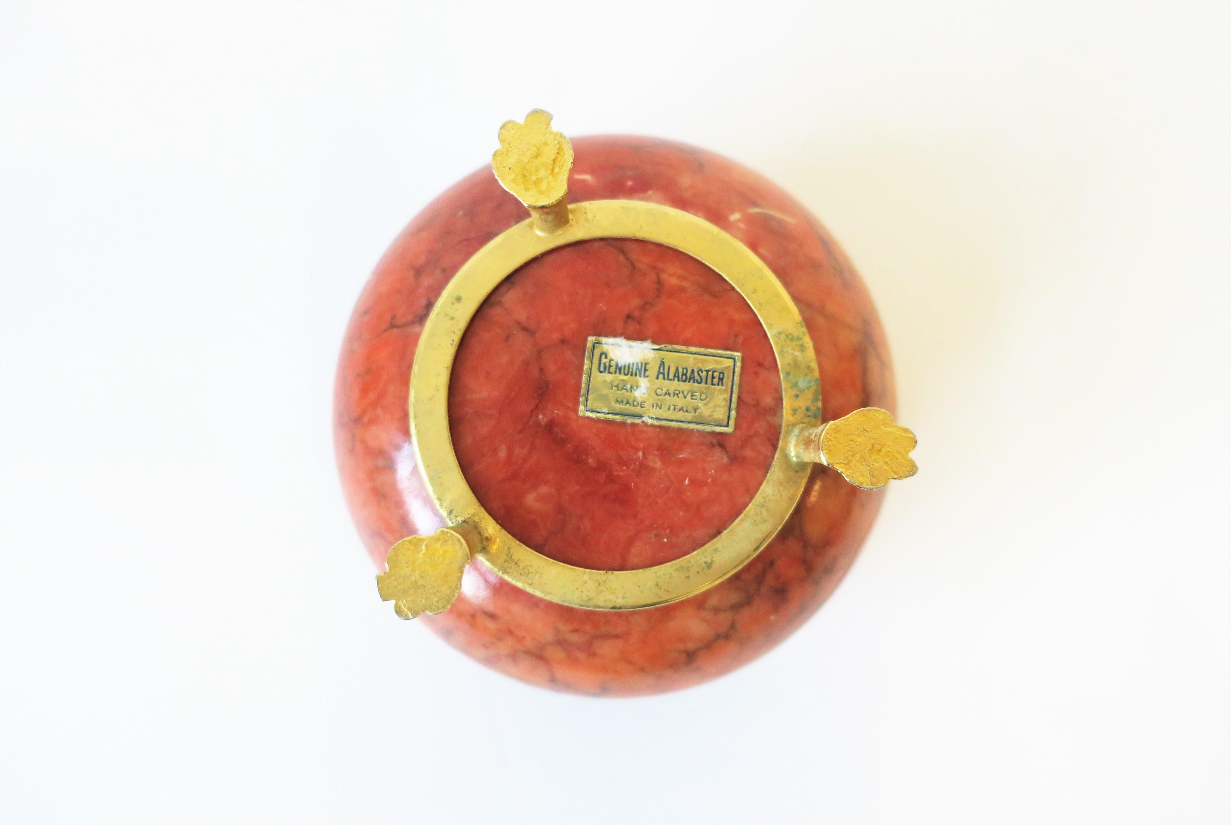 Italian Alabaster Marble and Brass Round Jewelry Box 8