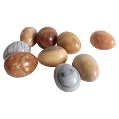 Italian Alabaster Marble and Onix Egg Sculptures, Set of Nine, 1970s