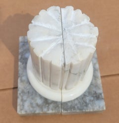 Italian Alabaster Marble Base Column Bookends, a Pair