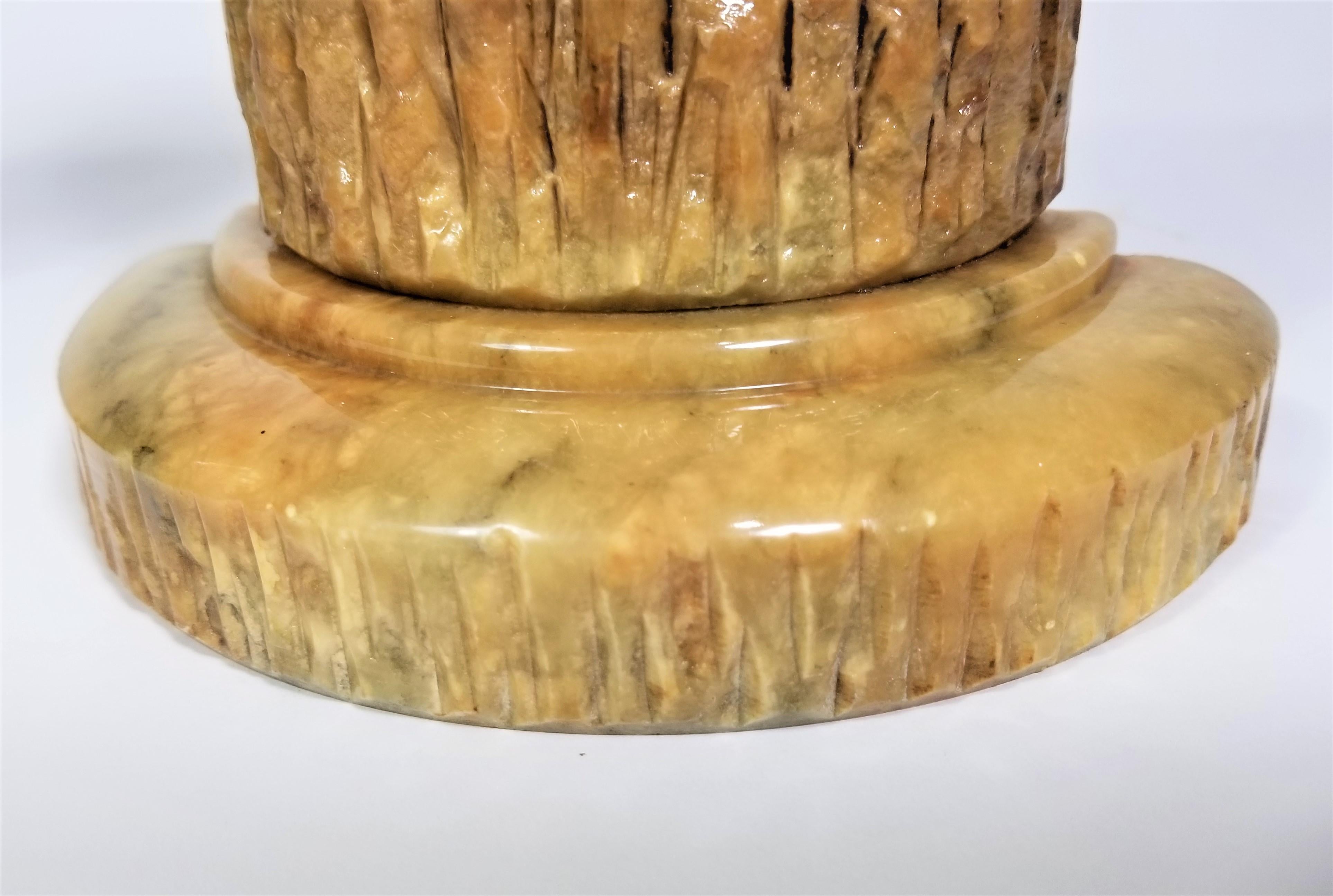 Italian Alabaster Marble Column Bookends Made in Italy Mid Century 1