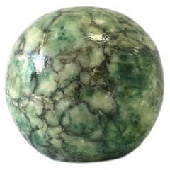 Italian Modern Alabaster Marble Sphere or Paperweight in Green and Black 