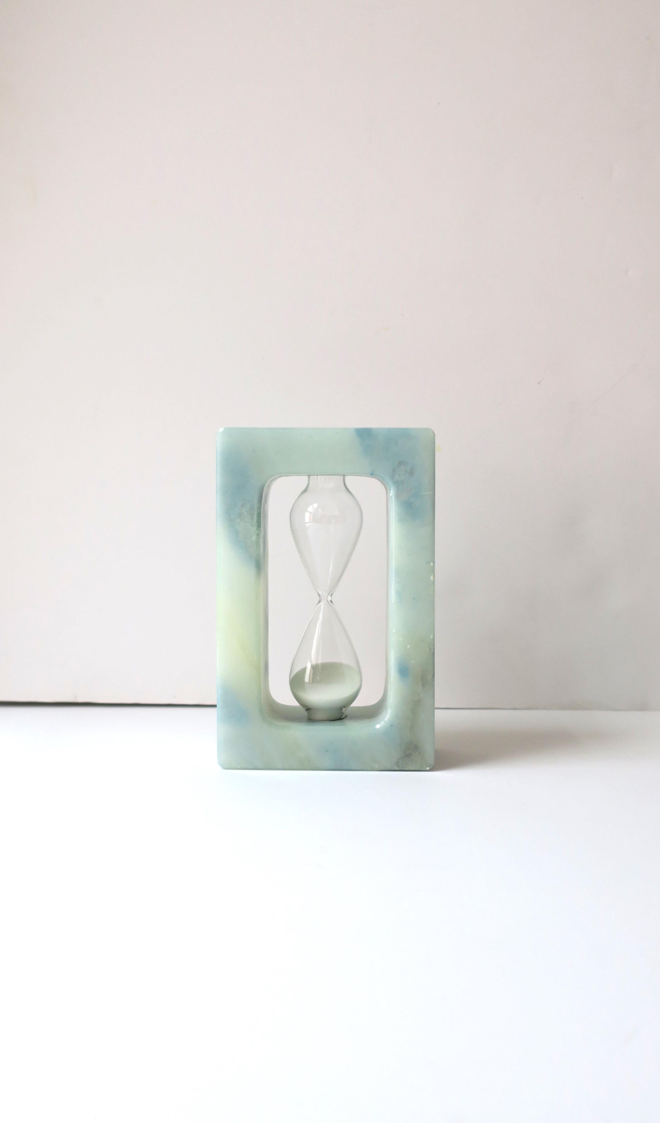 Modern Italian Alabaster Marble Hourglass Timer For Sale