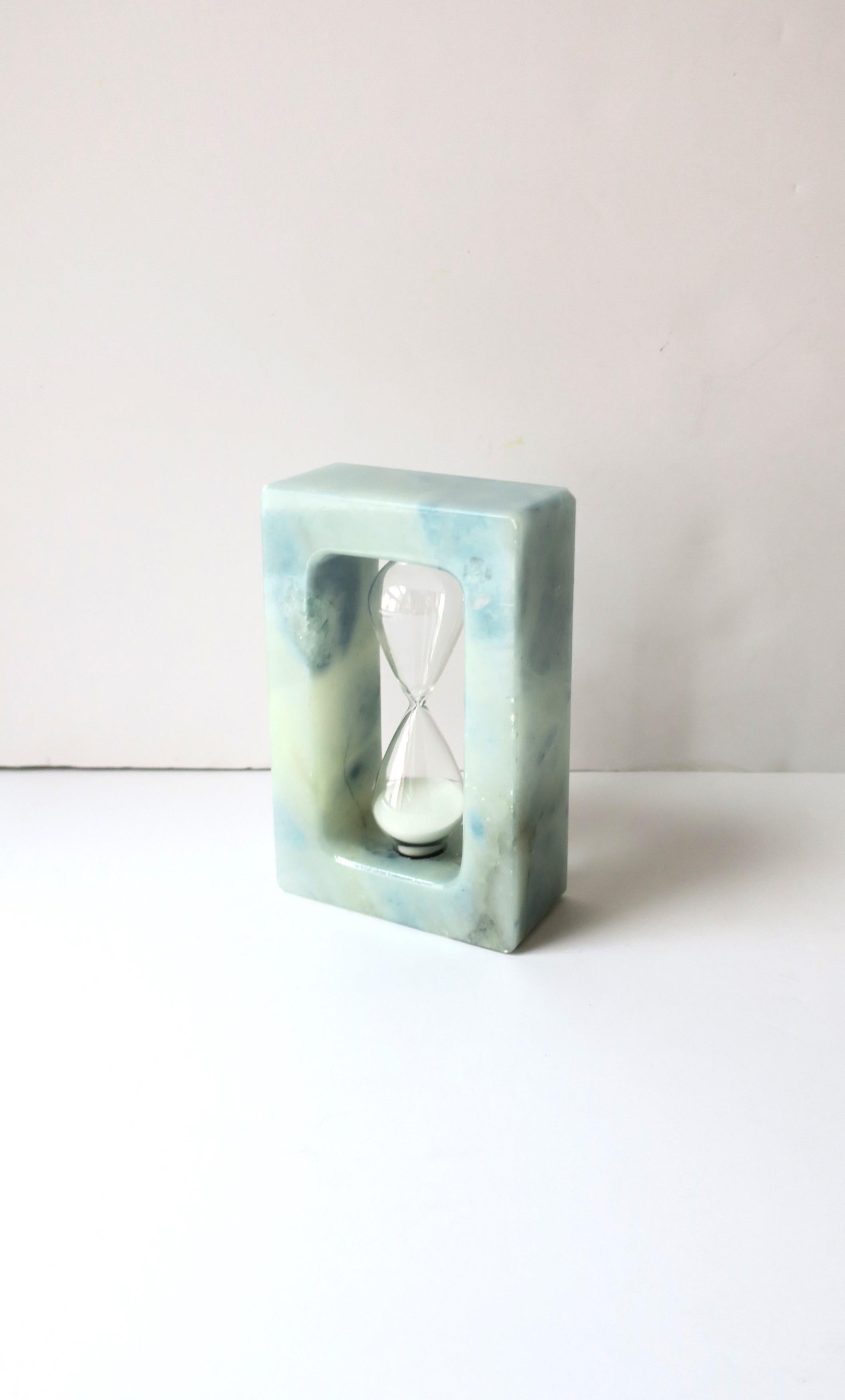 Modern Italian Alabaster Marble Hourglass Timer For Sale