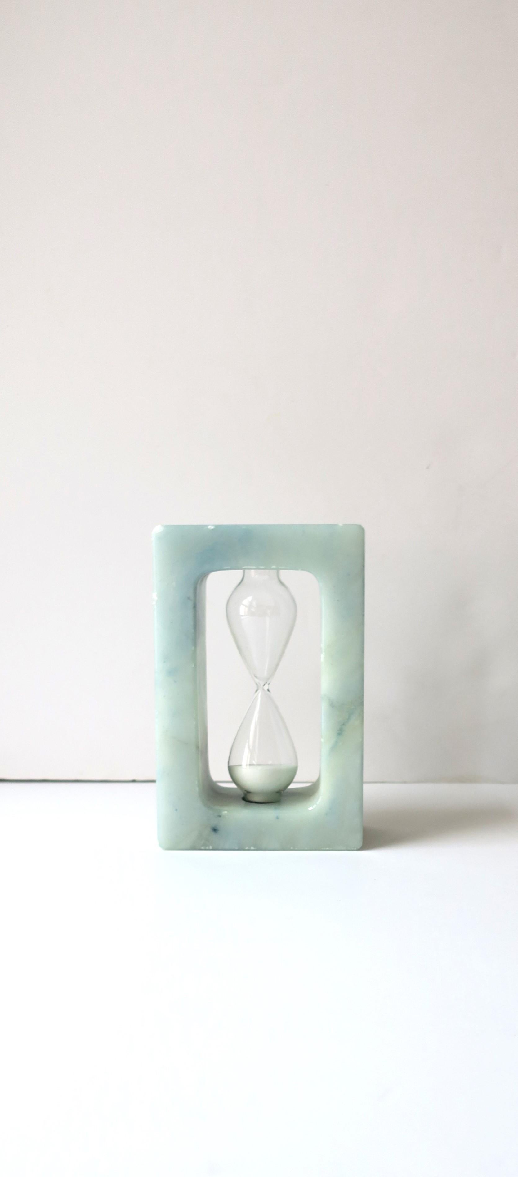 20th Century Italian Alabaster Marble Hourglass Timer For Sale