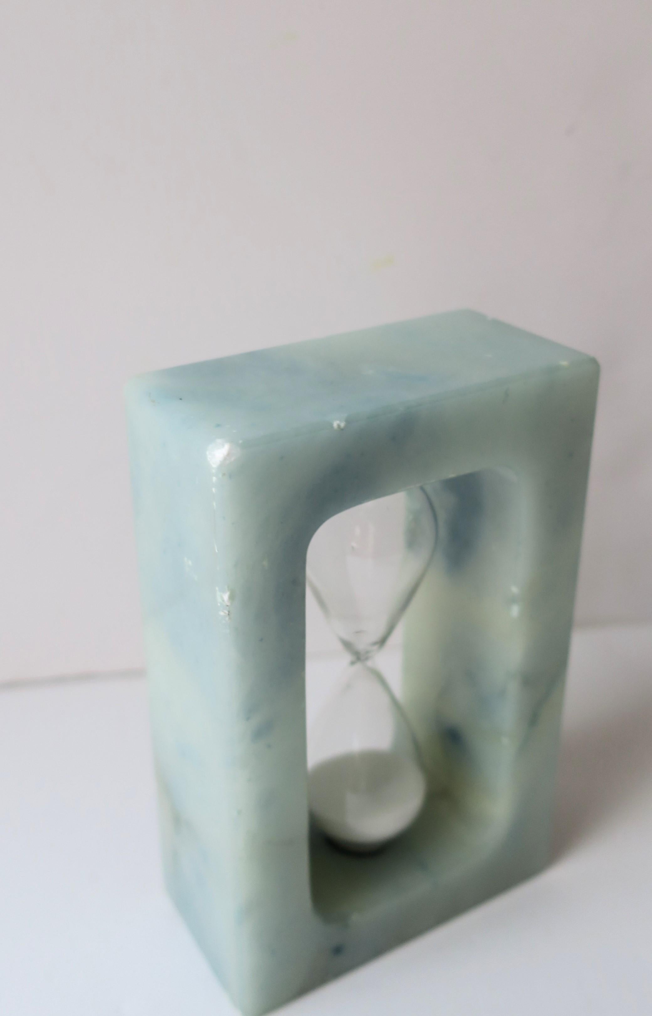Glass Italian Alabaster Marble Hourglass Timer For Sale
