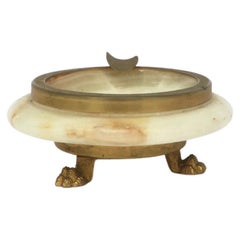 Vintage Italian Alabaster Marble Ashtray Regency Style with Paw Feet