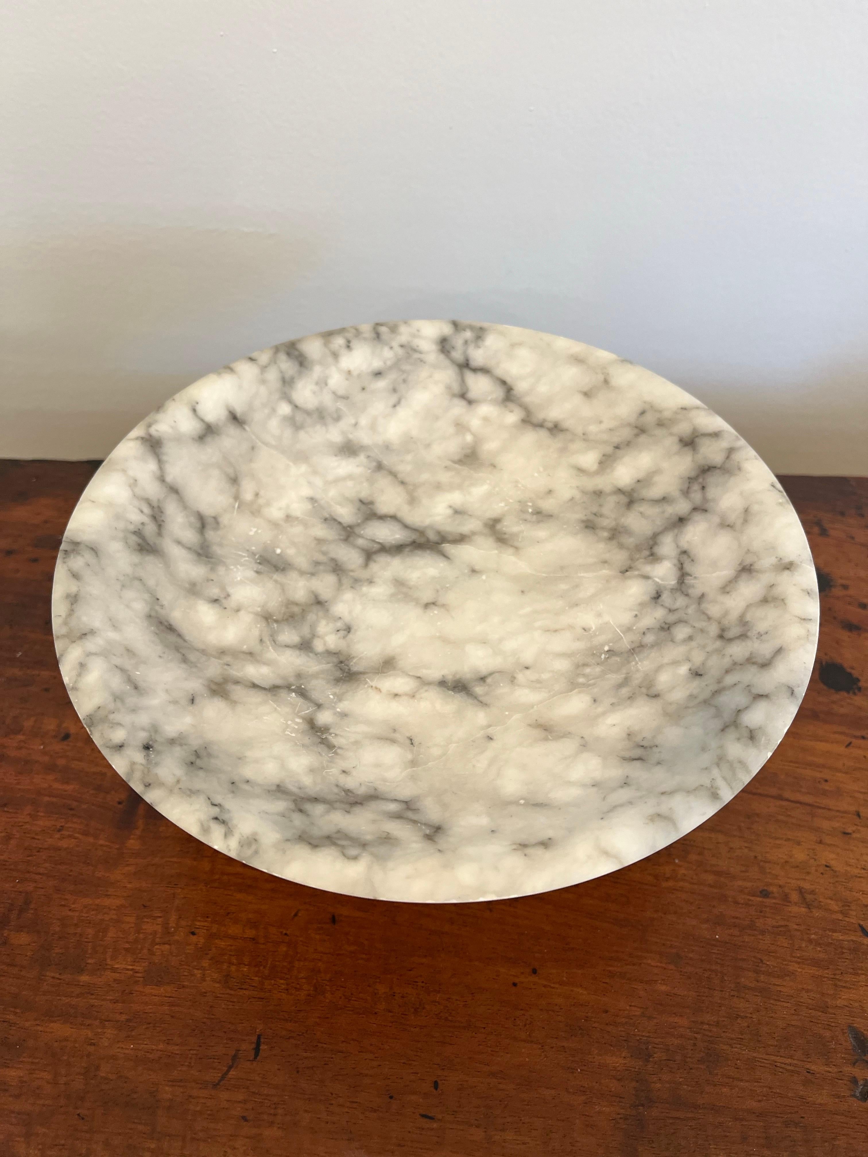 Italian Alabaster Marble Tazza Compote Bowl In Good Condition In W Allenhurst, NJ