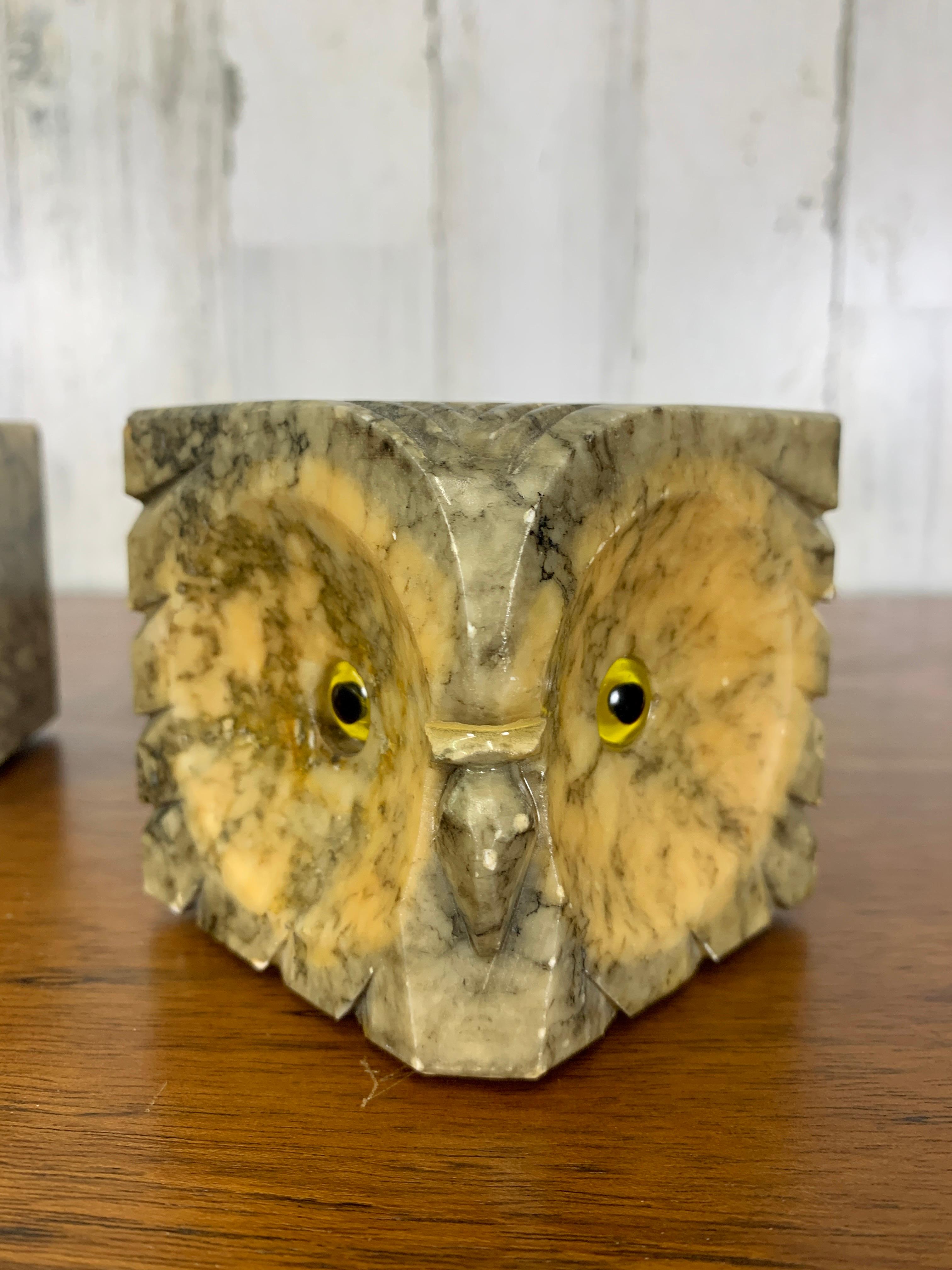 Italian Alabaster Owl Bookends 5