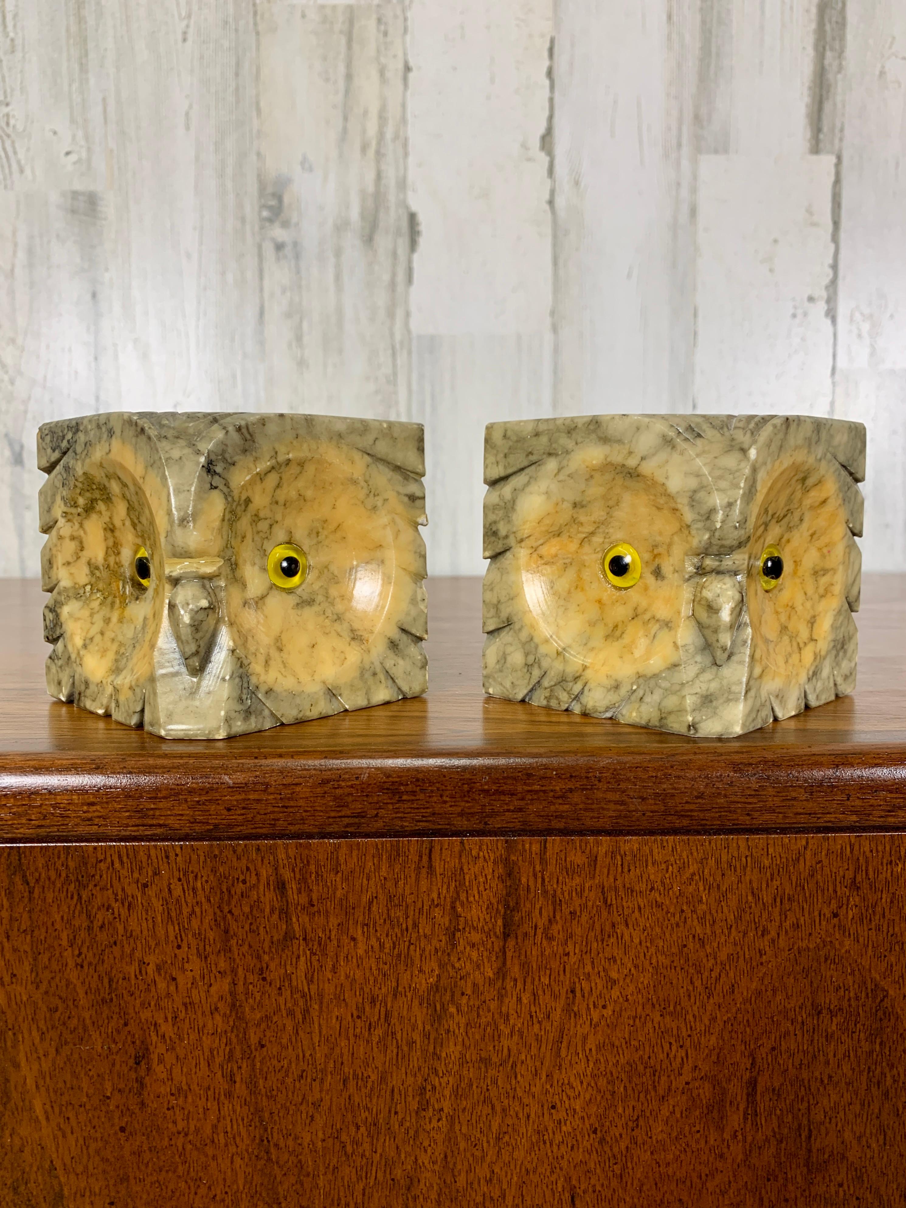 Italian Alabaster Owl Bookends 2