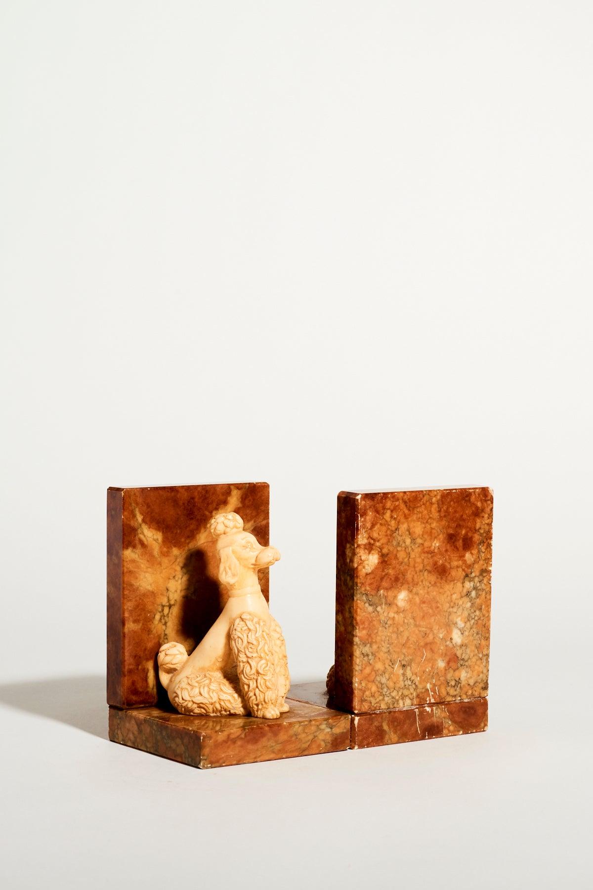 20th Century Italian Alabaster Poodle Bookends
